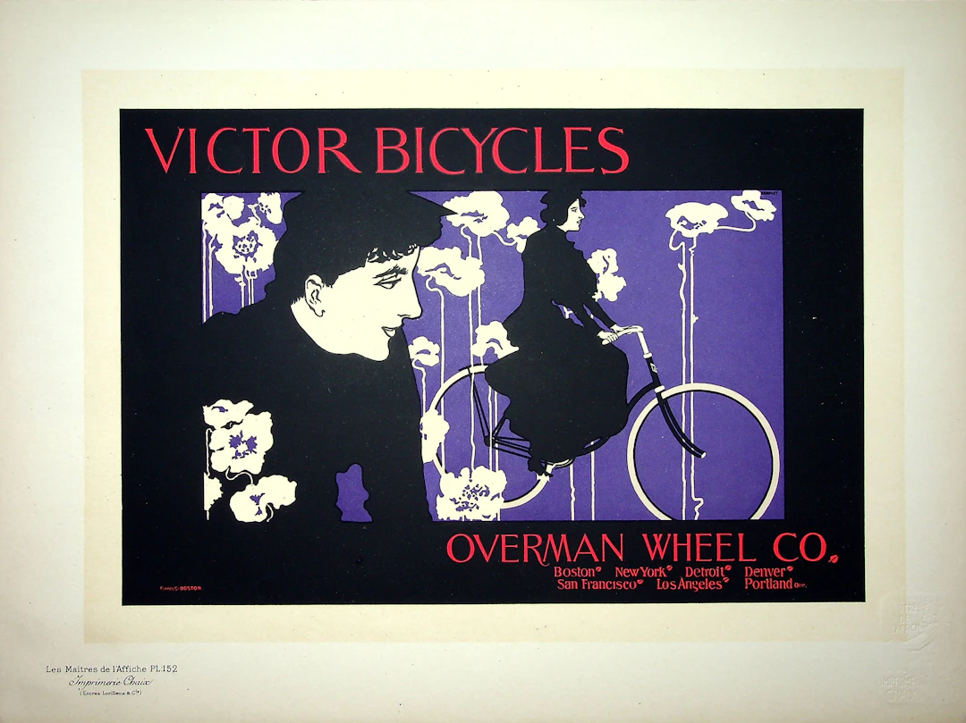 William BRADLEY : Femme sur sa bicyclette, 1899 - Lithographie originale signée