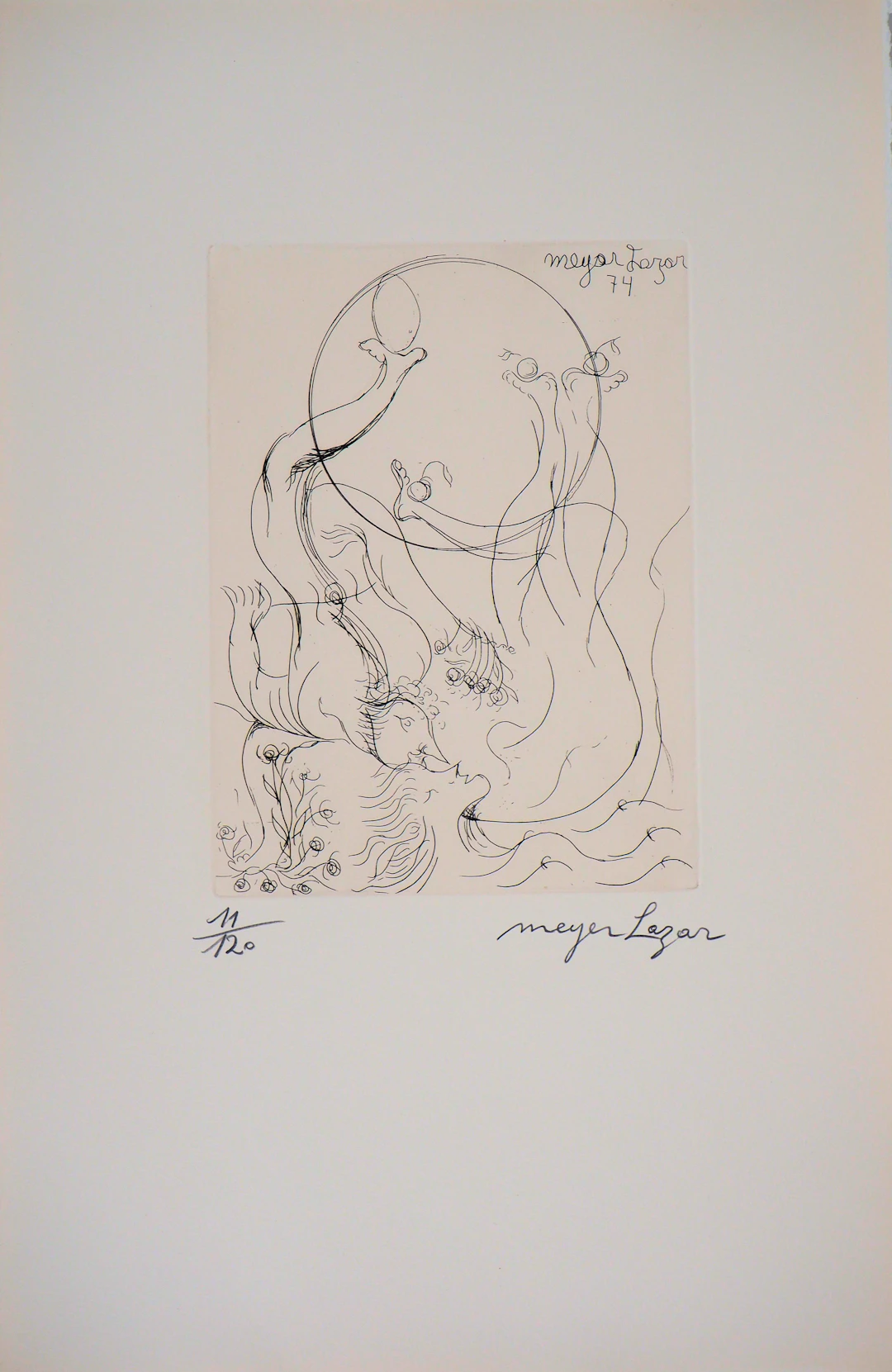 Meyer Lazar - Baisers sucrés, 1974 - Gravure originale signée