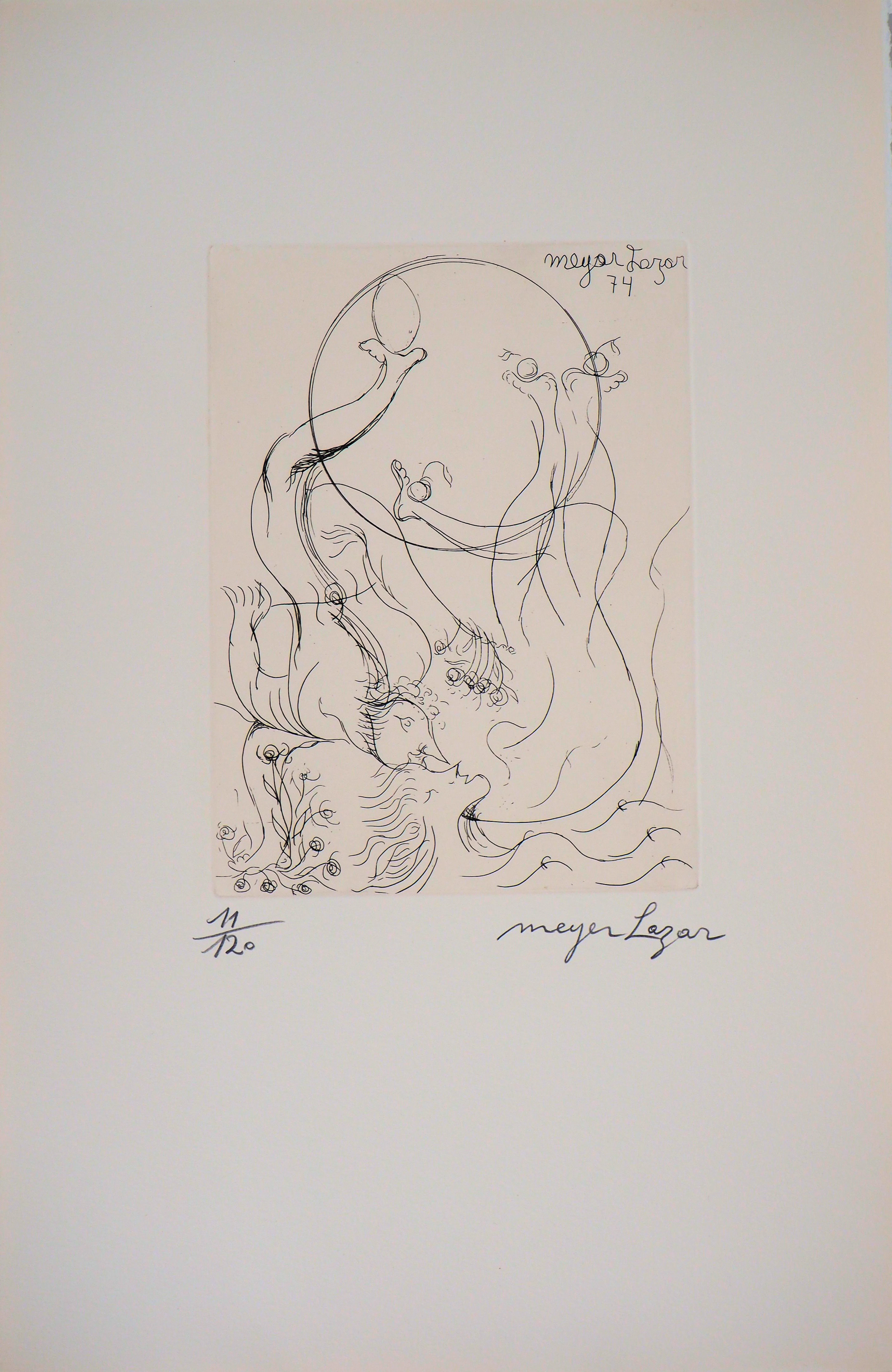 Meyer Lazar - Baisers sucrés, 1974 - Gravure originale signée