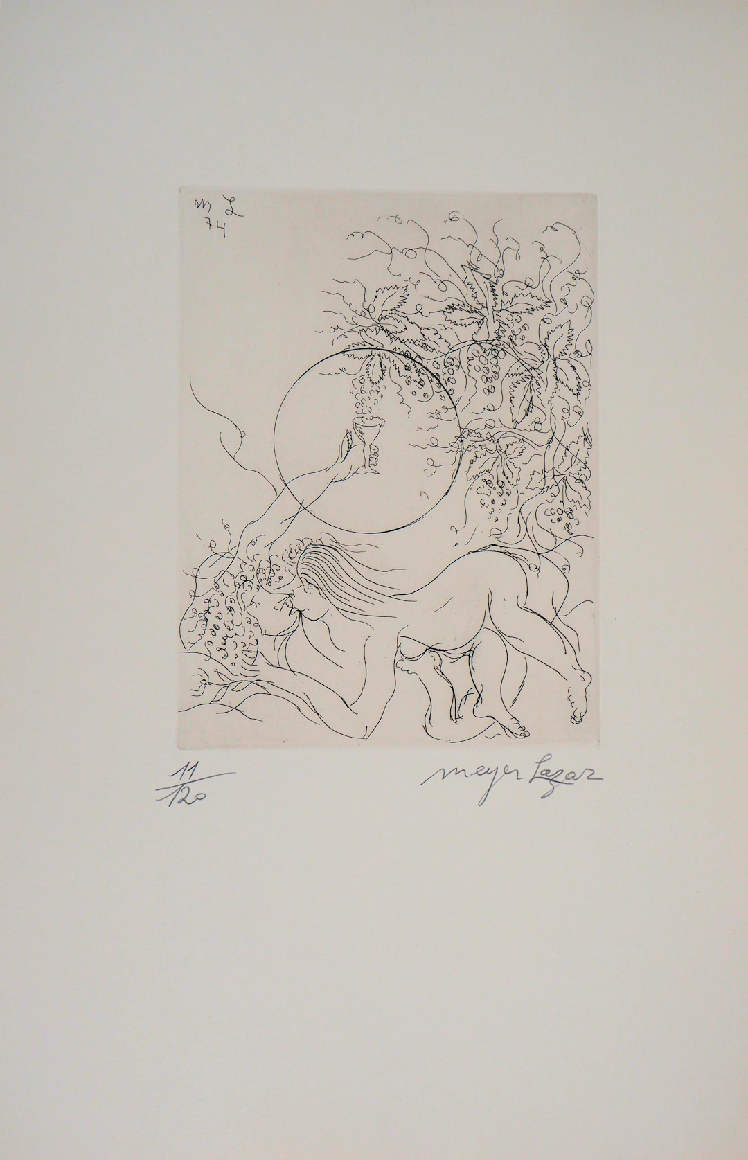 Meyer LAZAR : De l'amour et du vin, Gravure originale signée