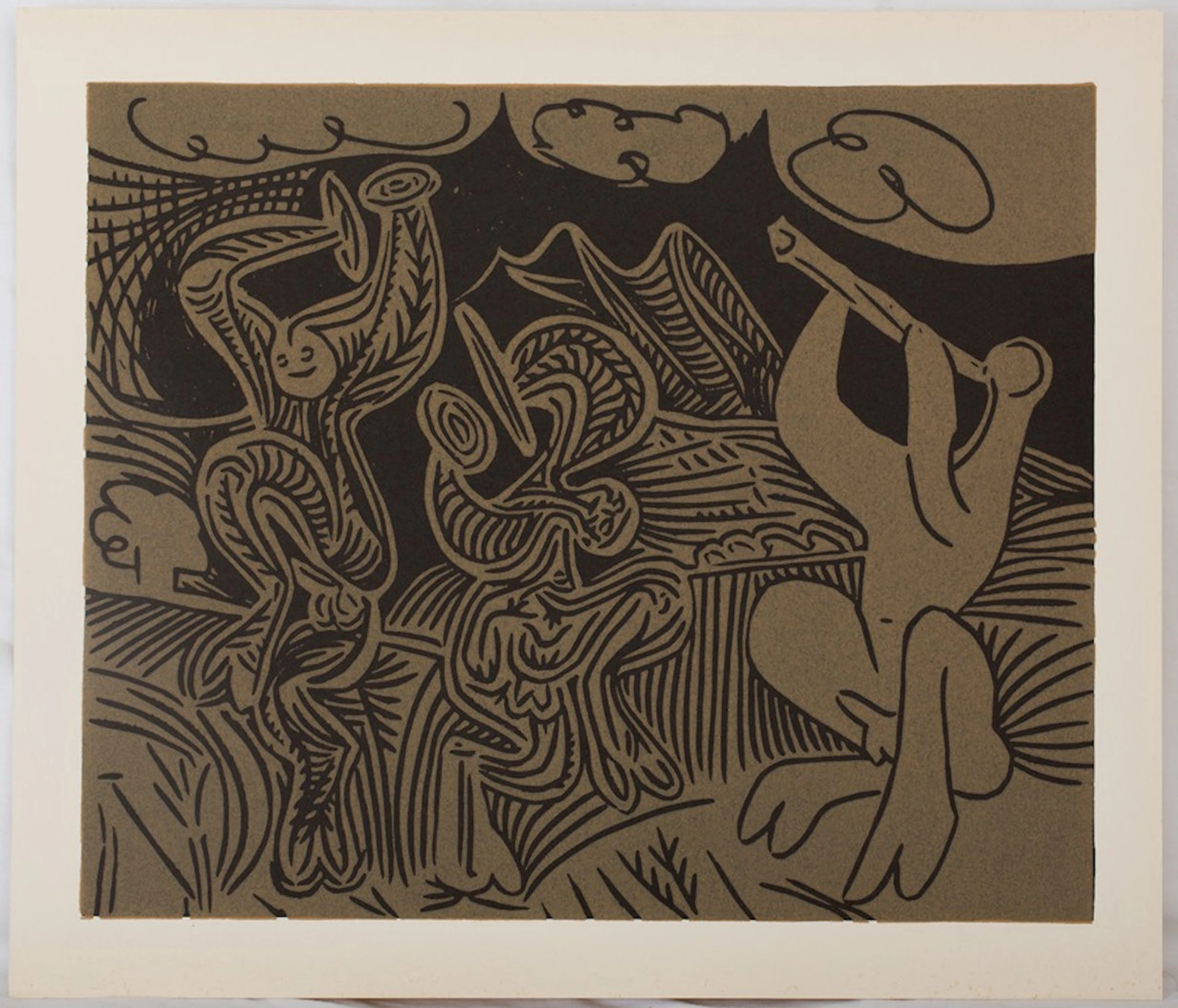 Pablo PICASSO : Danseurs et musiciens, Linogravure