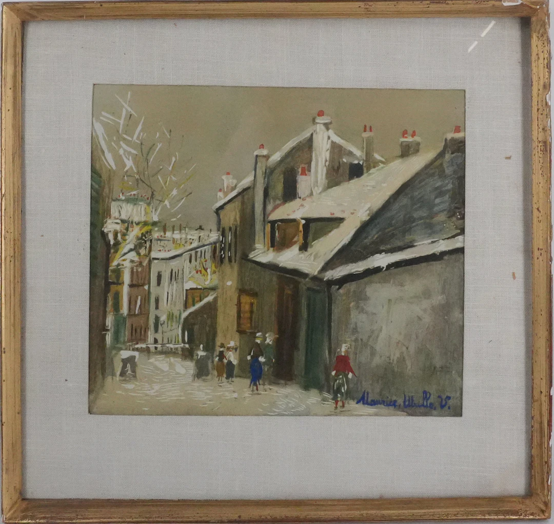 Maurice UTRILLO - Montmartre, Rue du Mont-Cenis sous la neige, lithographie