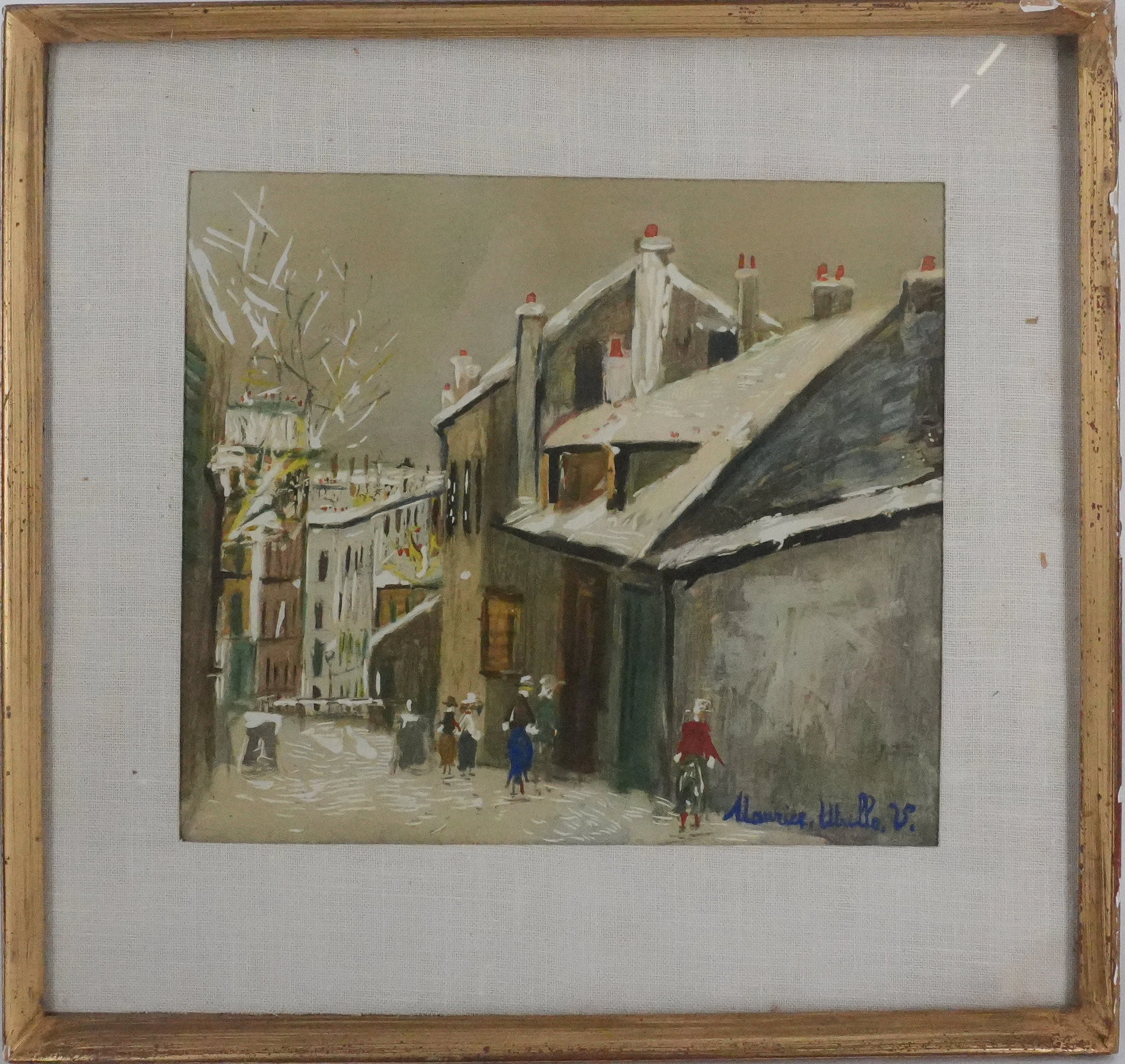 Maurice UTRILLO - Montmartre, Rue du Mont-Cenis sous la neige, lithographie