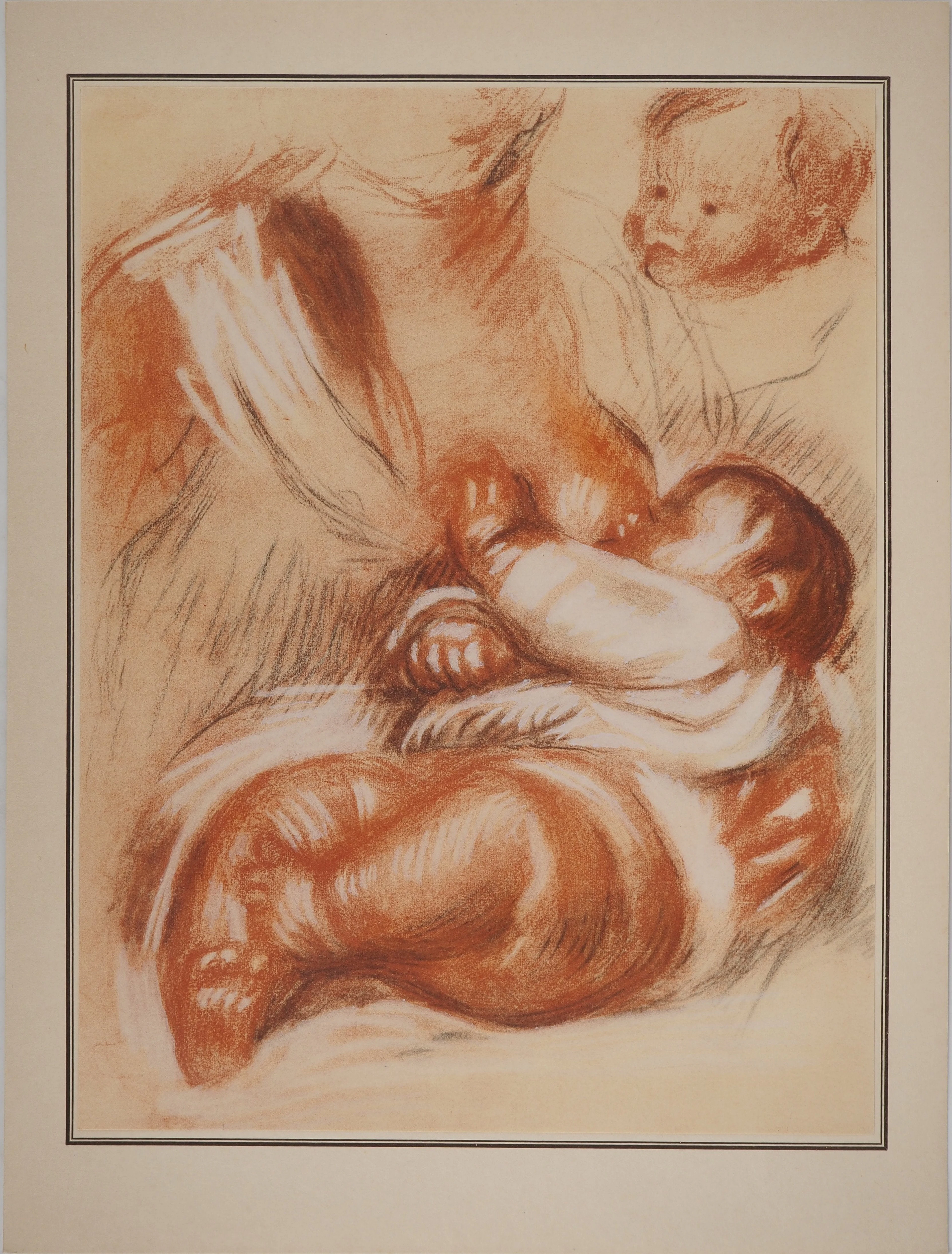 Pierre-Auguste RENOIR : Maternité, Lithographie et pochoir