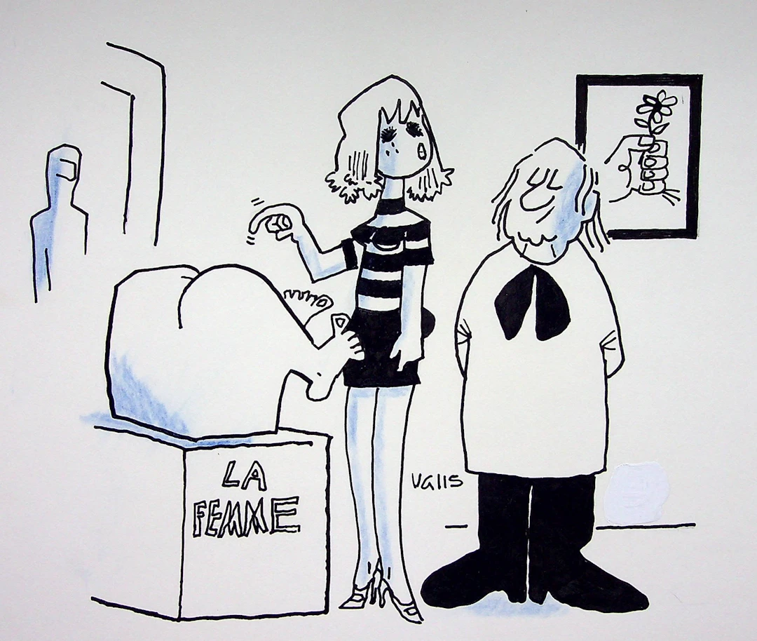 Guy VALLS : Figure féminine - Dessin original signé