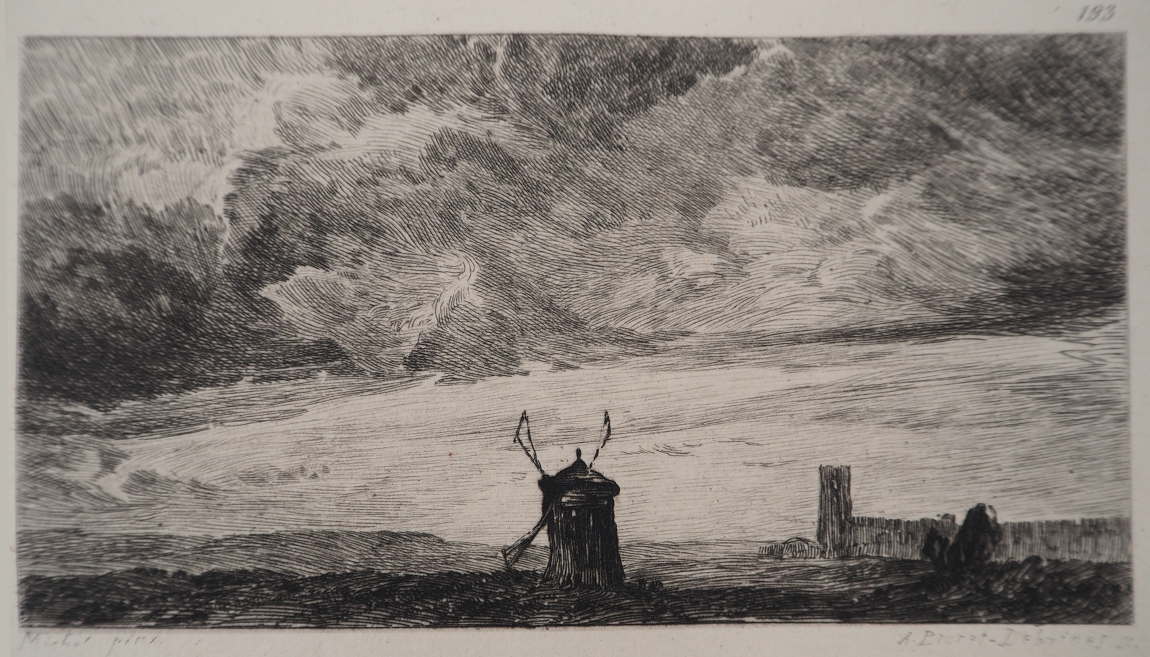 Georges Michel (d’après) - Moulins à vent en pierre - Gravure d’après peinture
