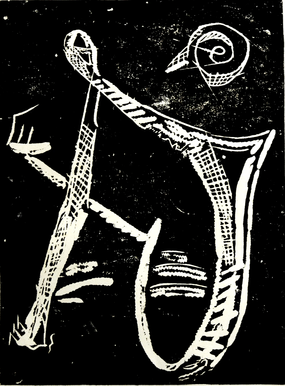 Jean-Boris Anastassiévitch, Orphée aux Enfers, linogravure, vers 1954