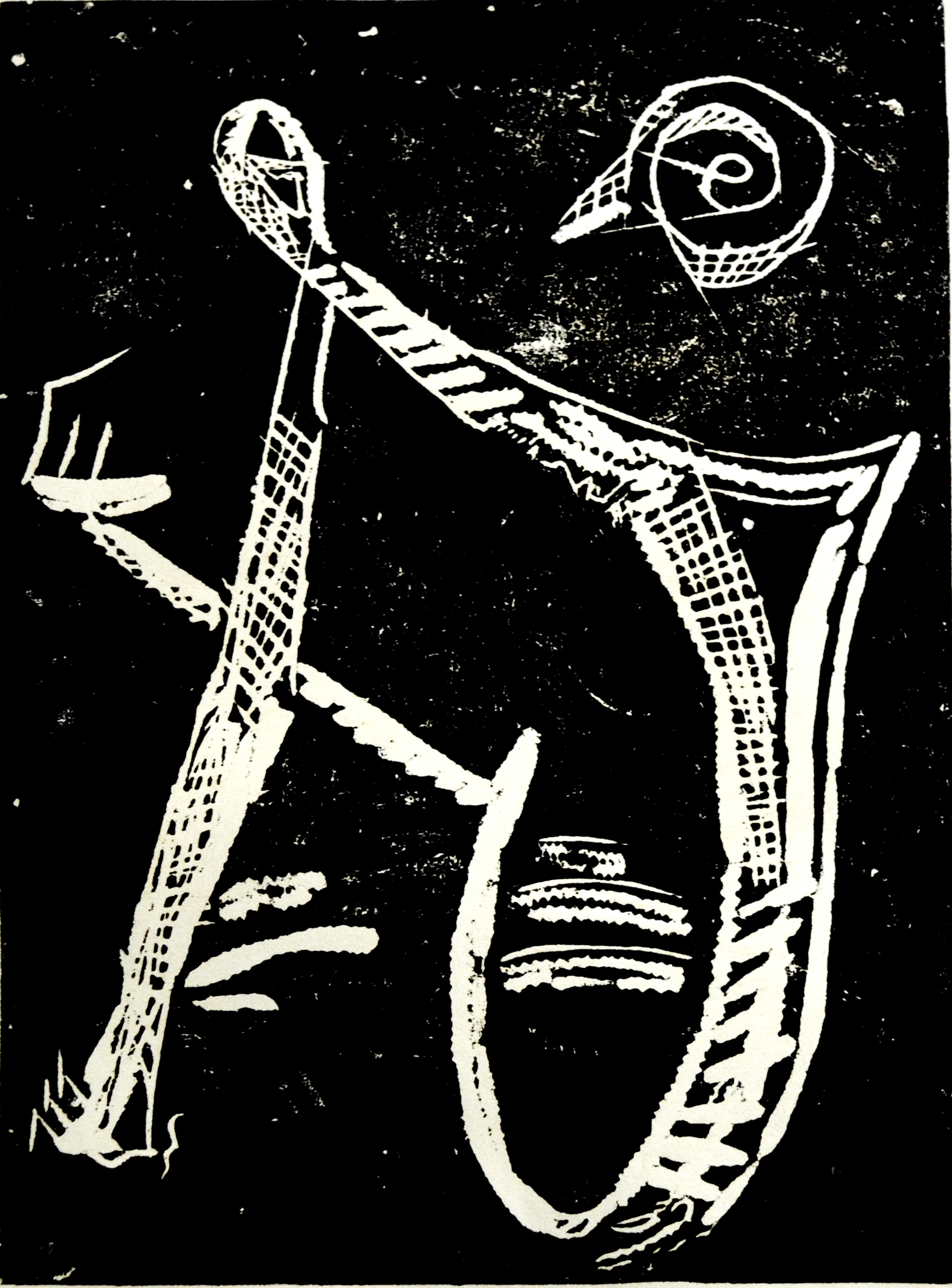 Jean-Boris Anastassiévitch, Orphée aux Enfers, linogravure, vers 1954