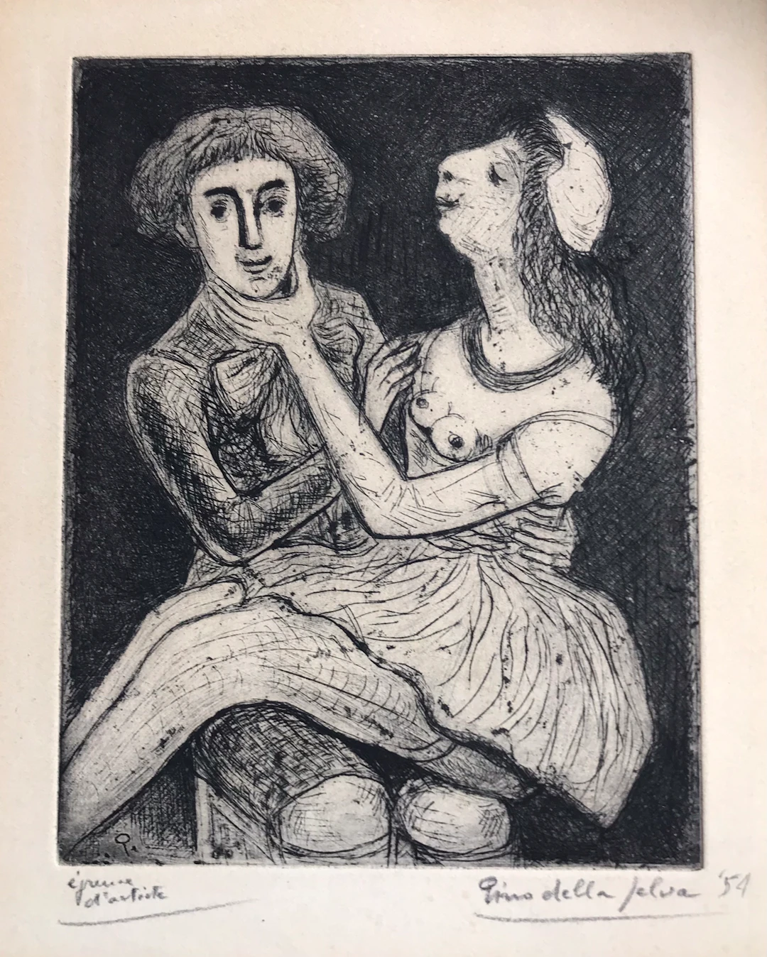 Pino DELLA SELVA - Petit Chéri, 1954 - Eau-forte signée au crayon