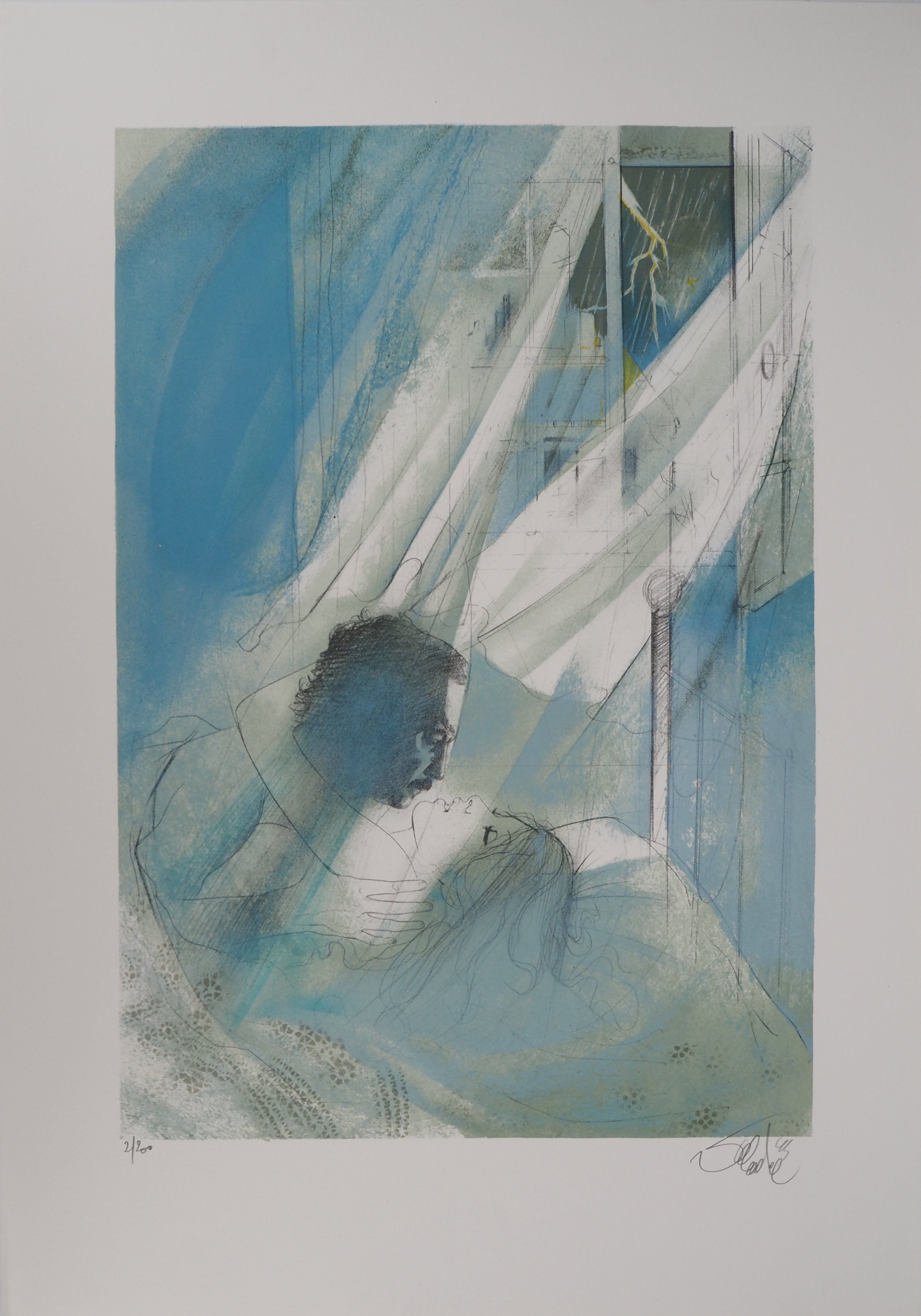 2010 Xavier La Victoire 'Bugatti-Helle Nice' Contemporary Blue,Yellow France Lithograph