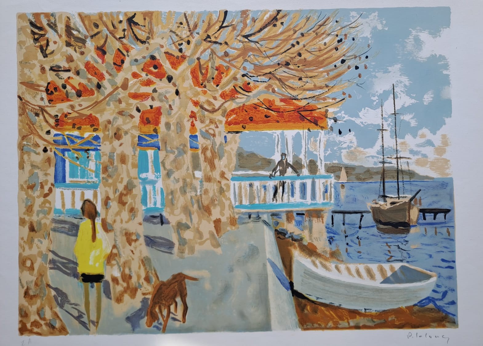 Pierre Lelong – Lithographie originale À la plage signée et numéroté