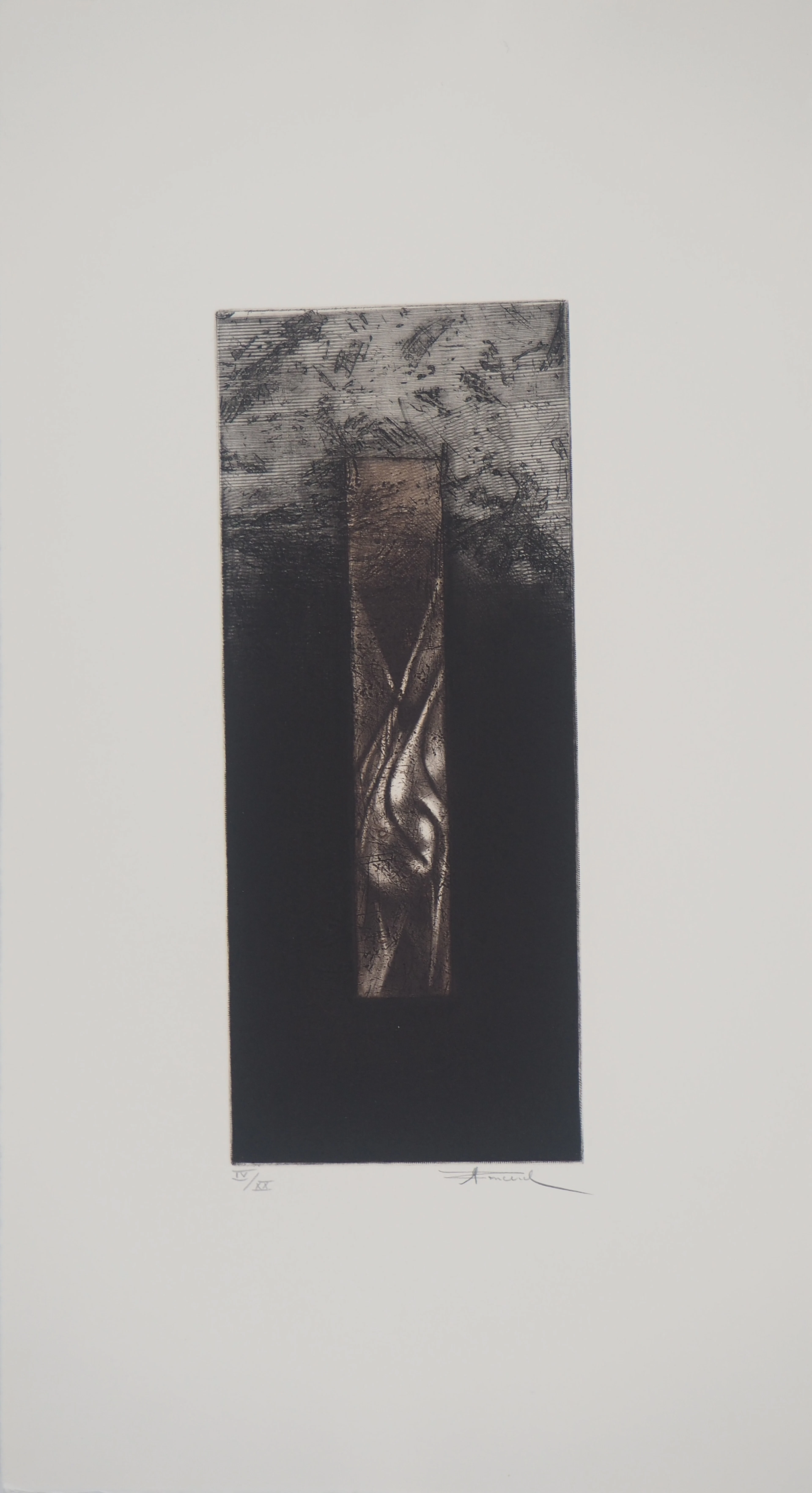 Michel Roncerel - Verticale III : Le crépuscule - Gravure originale signée