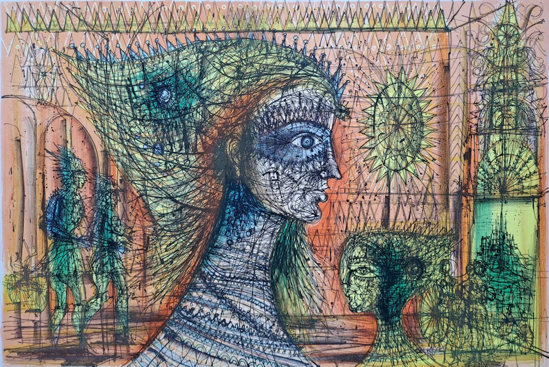 Jean Carzou - La reine masquée - Lithographie
