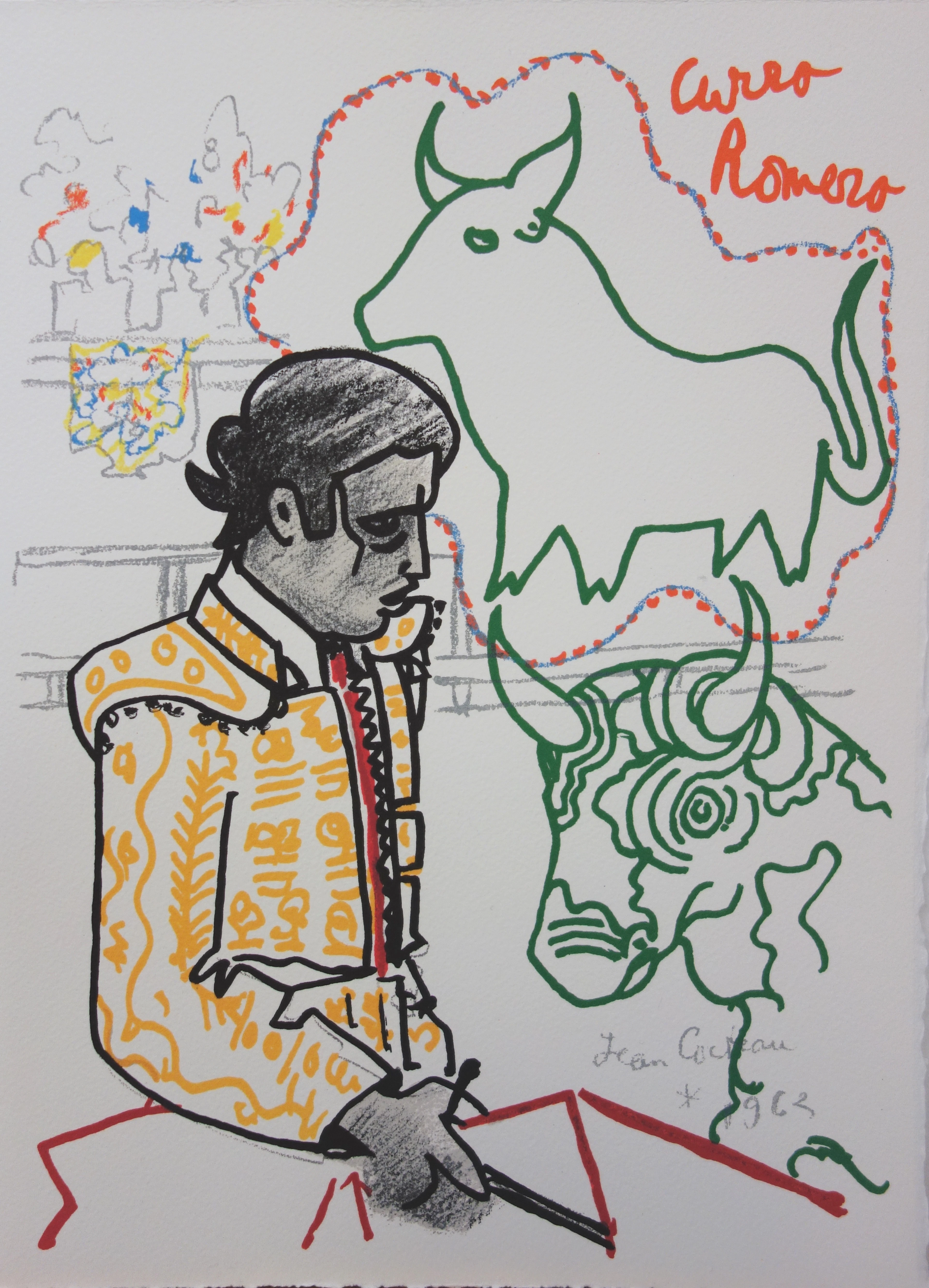 Jean COCTEAU : Curro Romero - Lithographie signée