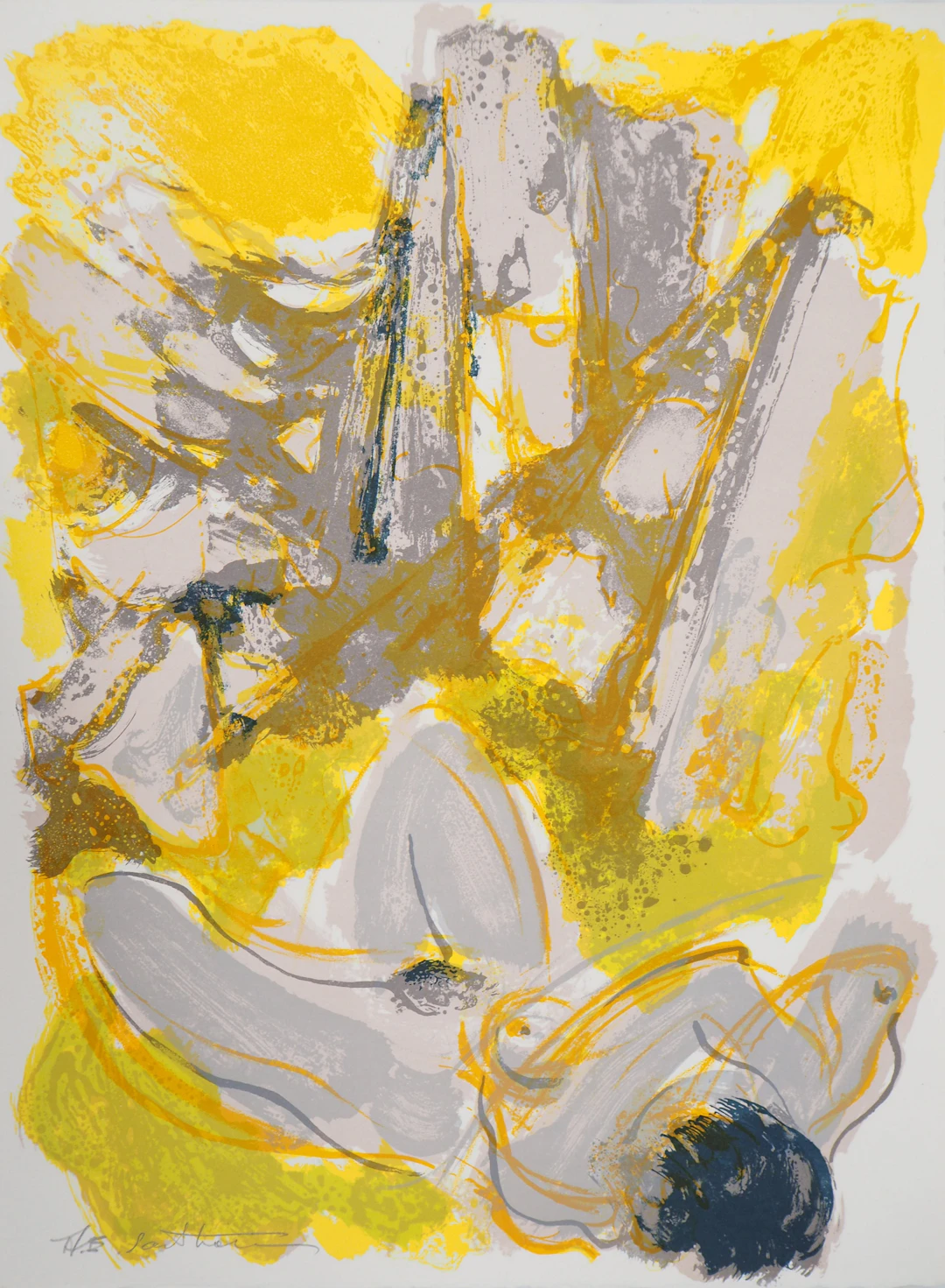 Maurice Elie SARTHOU - Nu dans les montagnes, 1966 - Lithographie