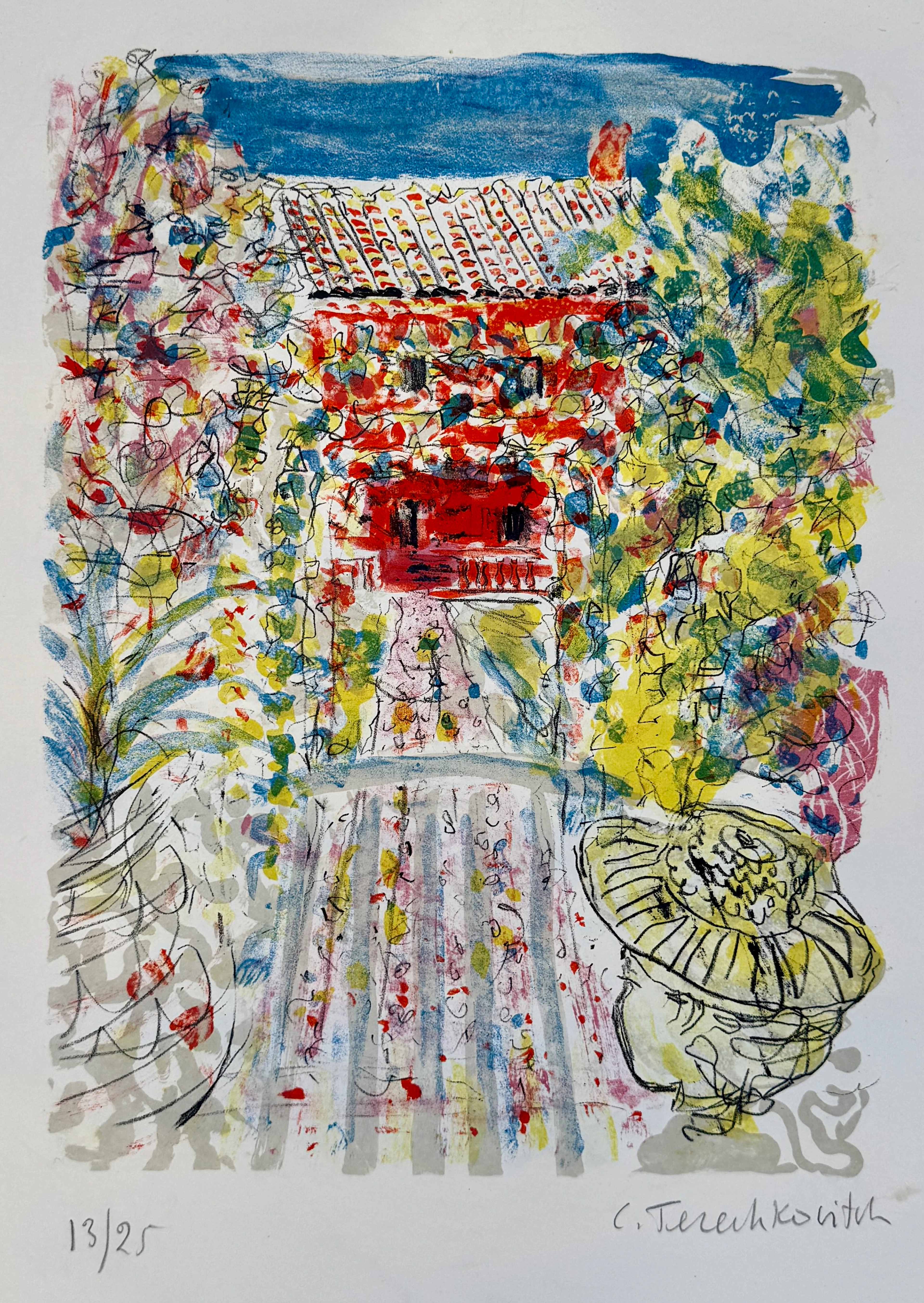 Constantin Terechkovitch - Maison en Provence - Lithographie originale