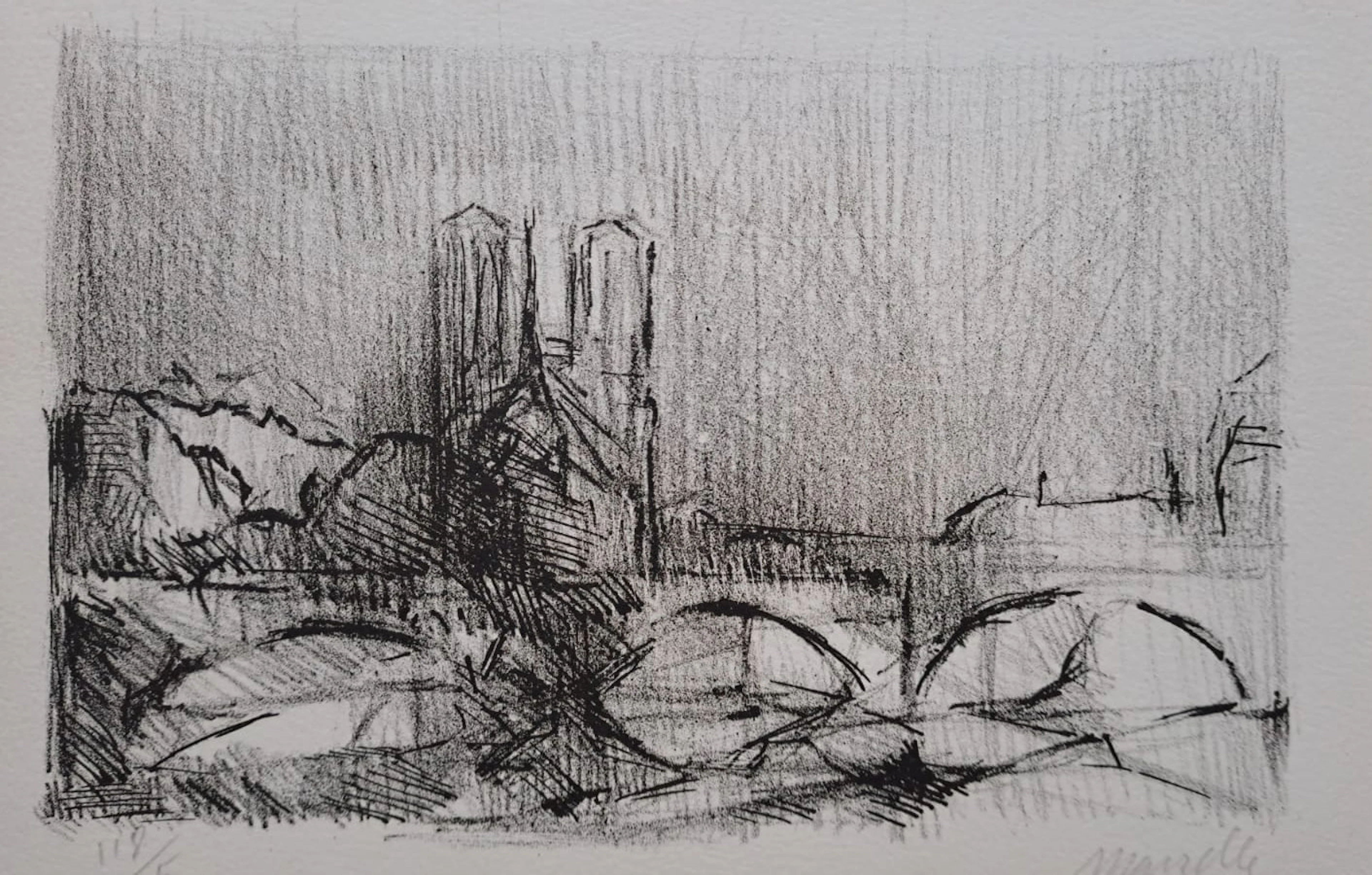 Jean Marzelle - Notre Dame de Paris, 1963 - Lithographie signée et
