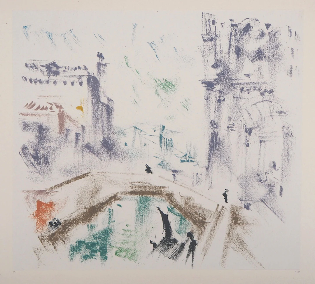 André MASSON : Un matin à Venise - Lithographie originale signée