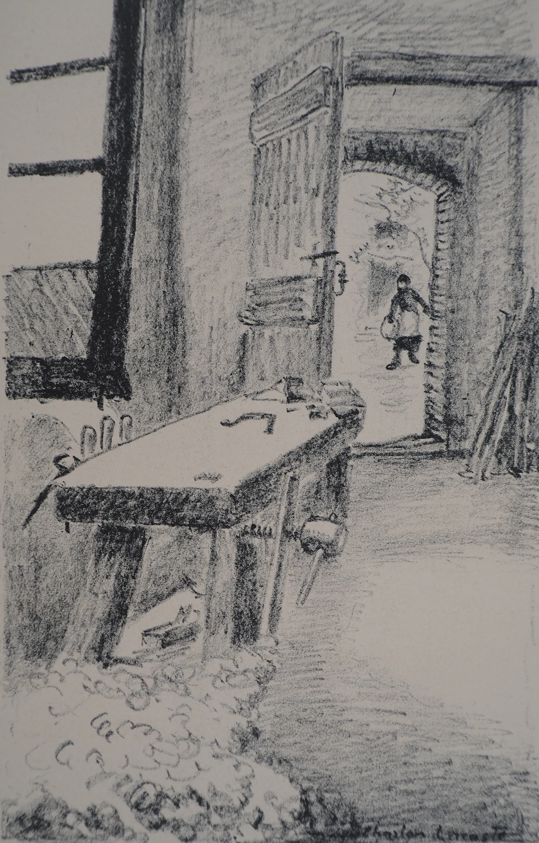 Charles LACOSTE : Atelier - Lithographie originale, 1946