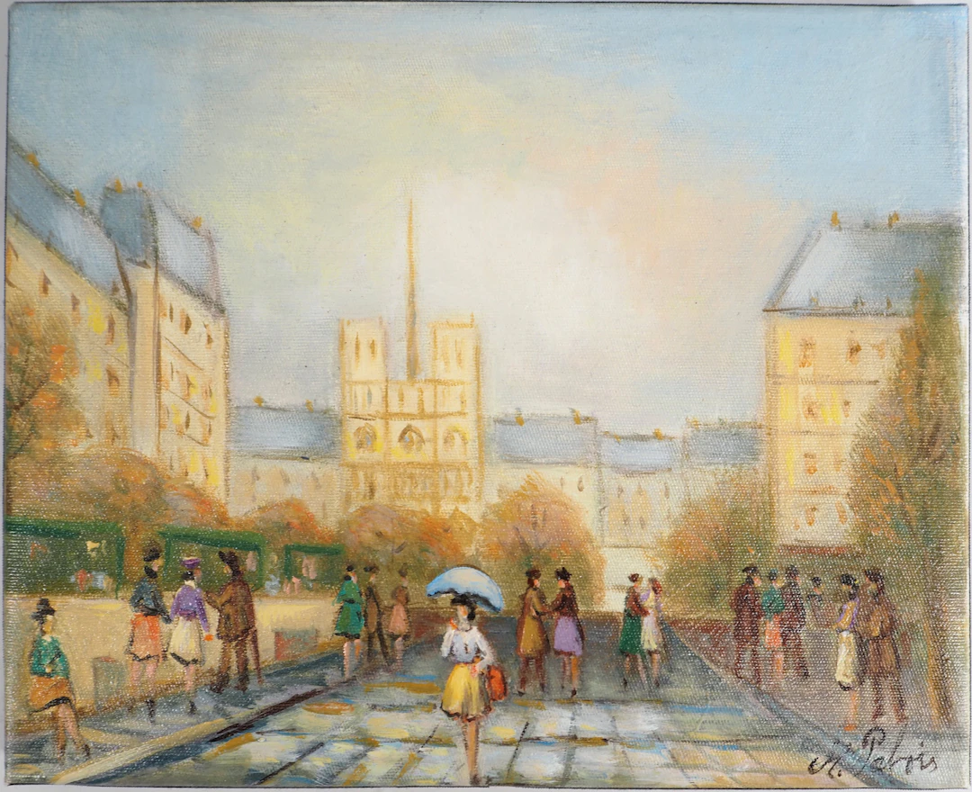 Michel PABOIS - Parisiens au coeur du quartier Saint-Michel - Huile