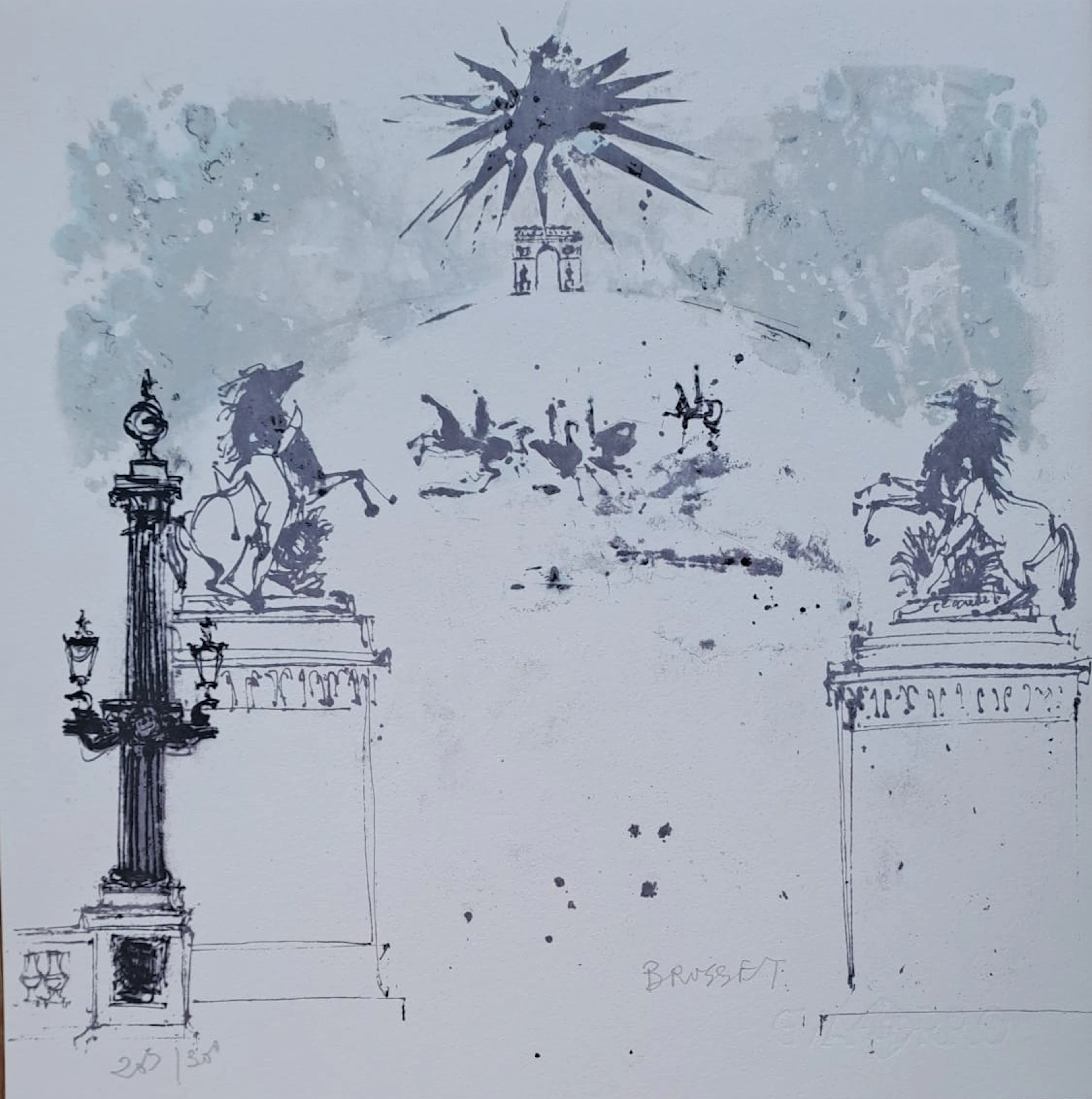 Jean-Paul Brusset - Les Champs Elysées, Chevaux de Marly et l’Arc