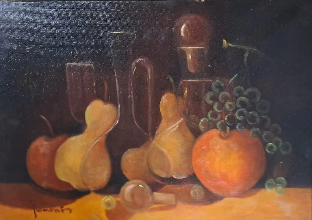 Ecole Contemporaine - Nature morte - Huile sur toile, signée