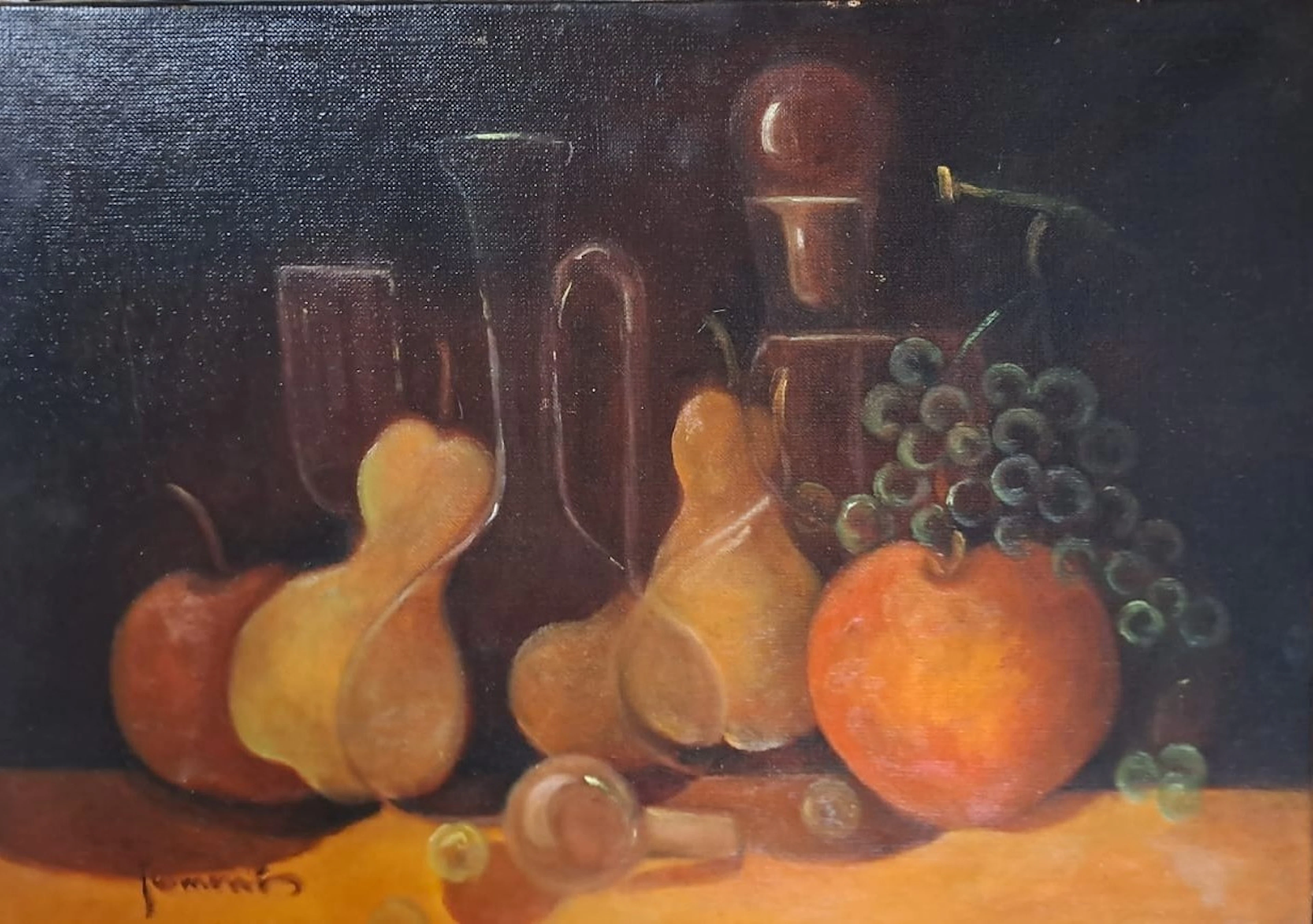 Ecole Contemporaine - Nature morte - Huile sur toile, signée