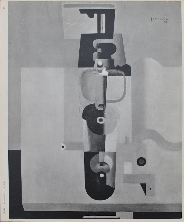 LE CORBUSIER : Nature morte Bouteille et livre , héliogravure signée, 1938