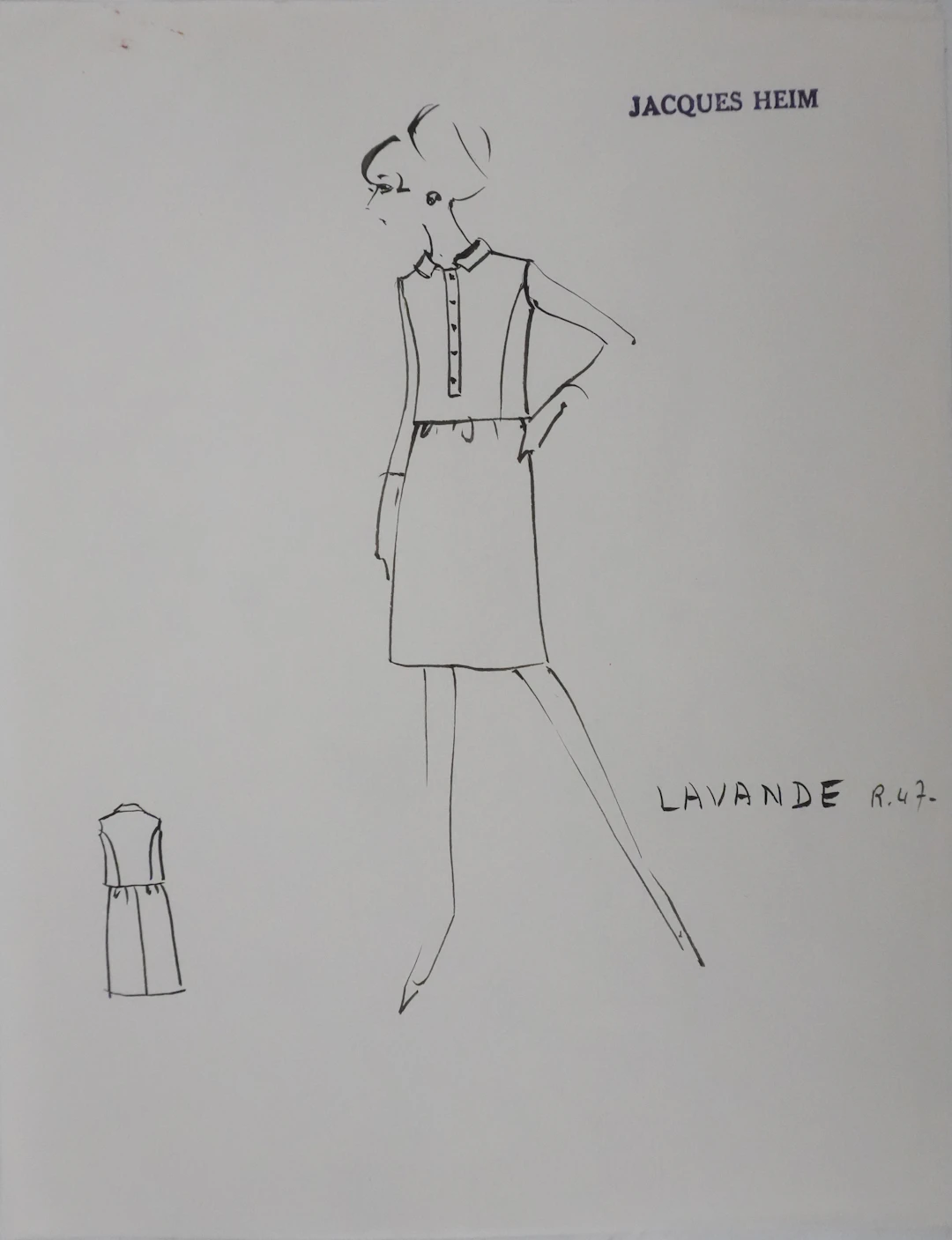 Jacques HEIM : Ensemble Lavande, Dessin original signé