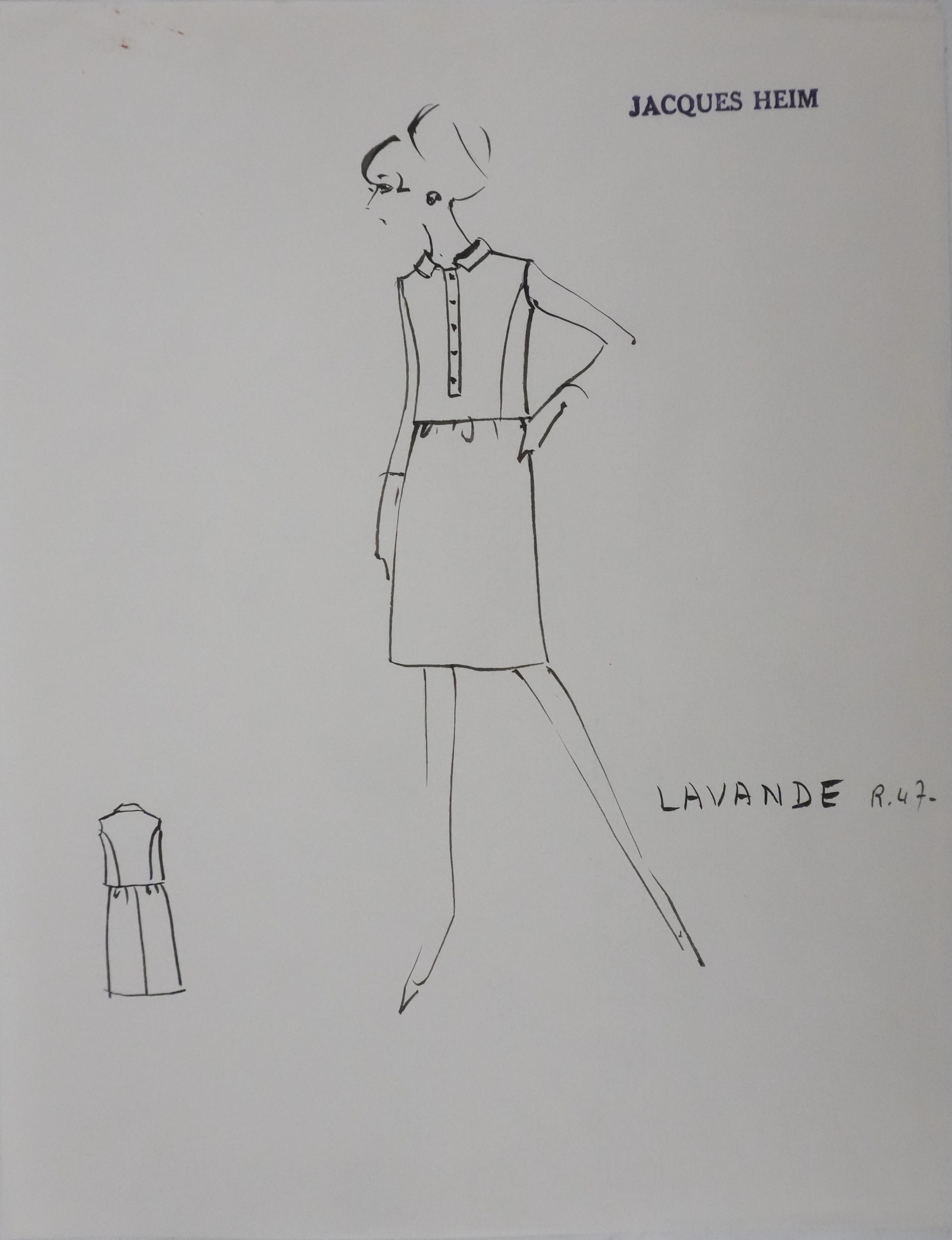 Jacques HEIM : Ensemble Lavande, Dessin original signé