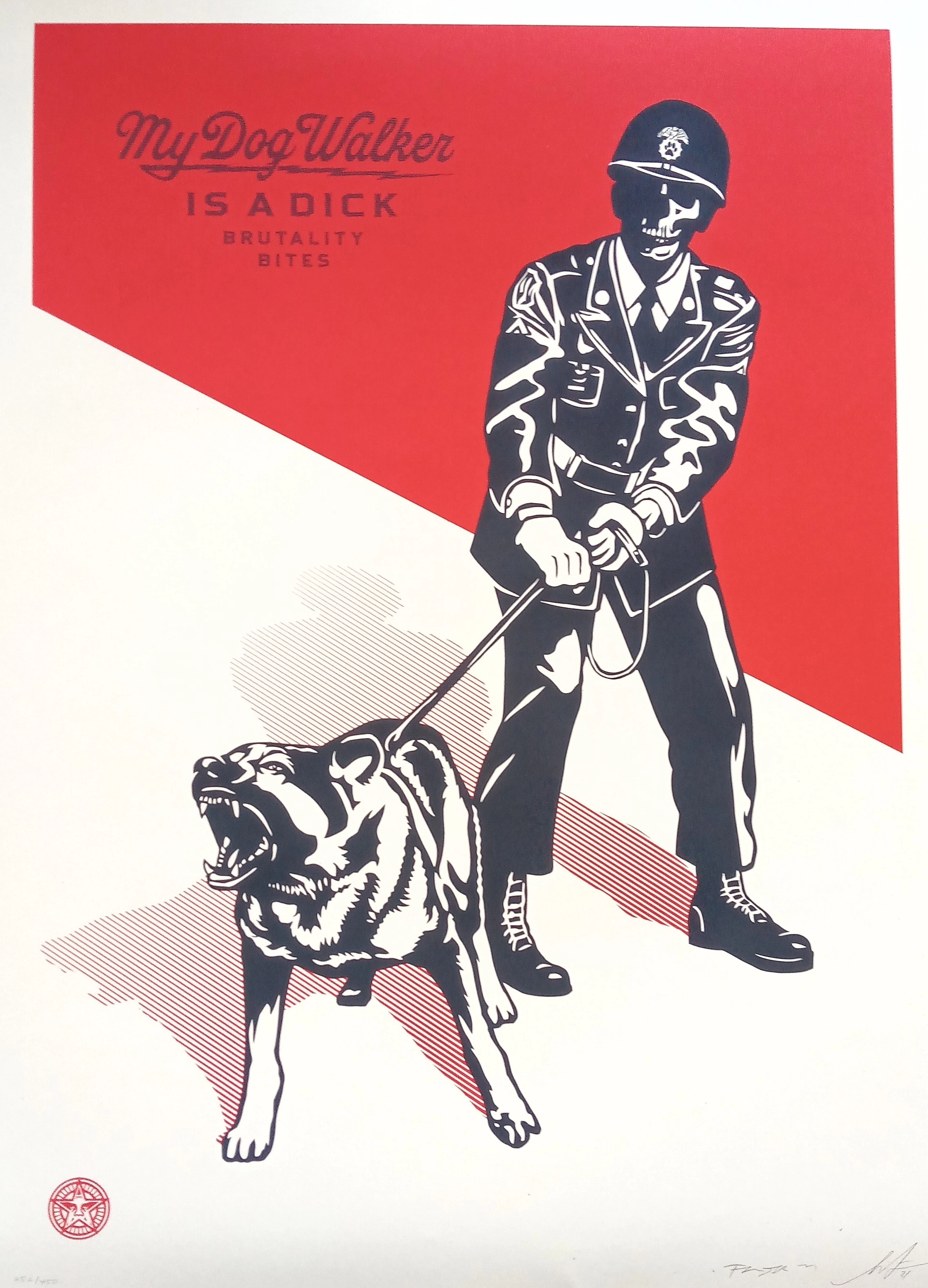 Shepard FAIREY (Obey) - Sadistic Dog Walker (Red), 2021 - Sérigraphie