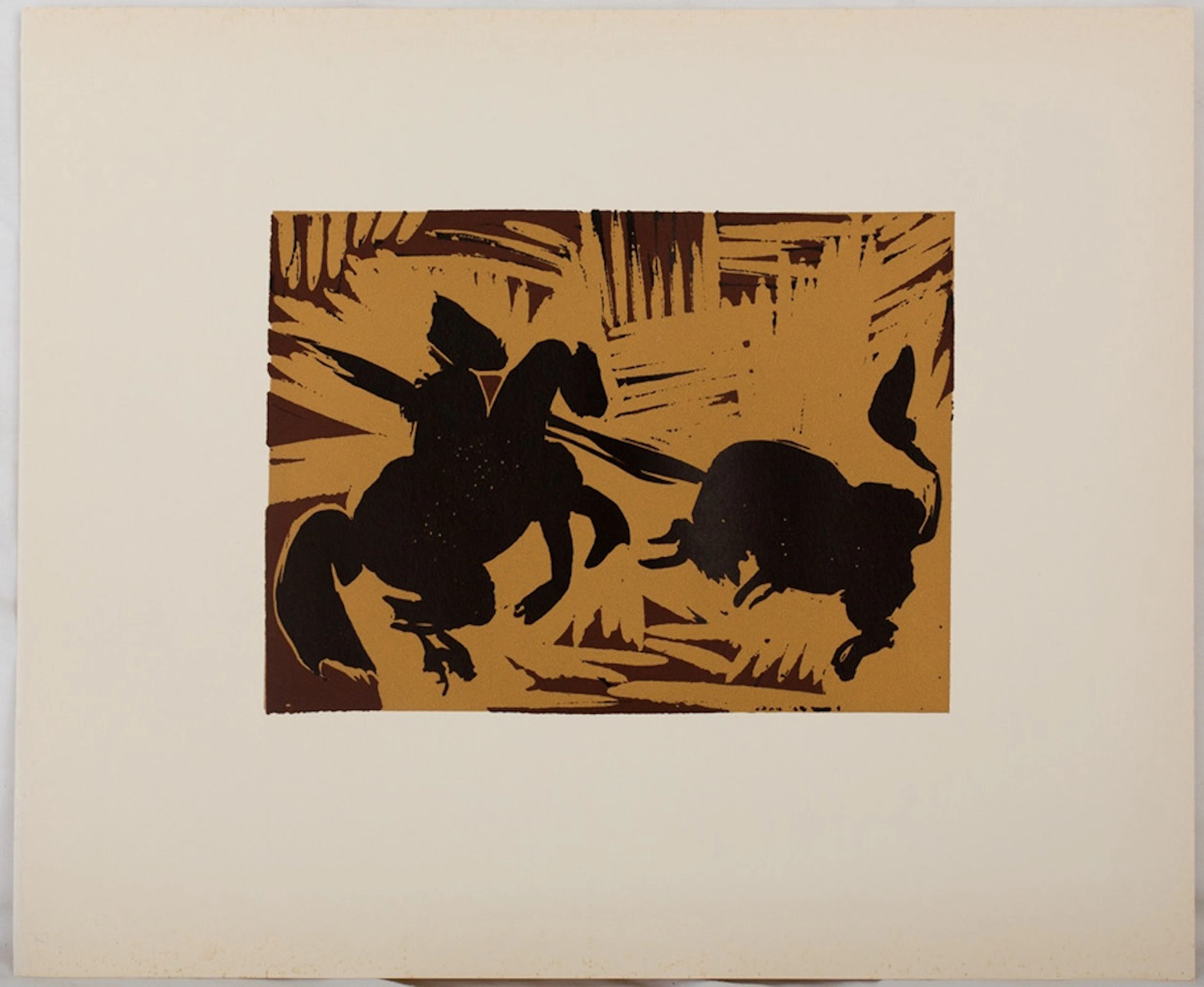 Pablo PICASSO : Taureau attaquant un picador, Linogravure
