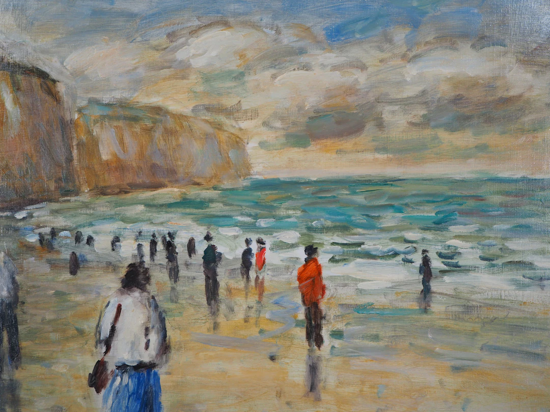 Jean-Jacques RENÉ : Marée basse à Pourville - Huile sur toile signée