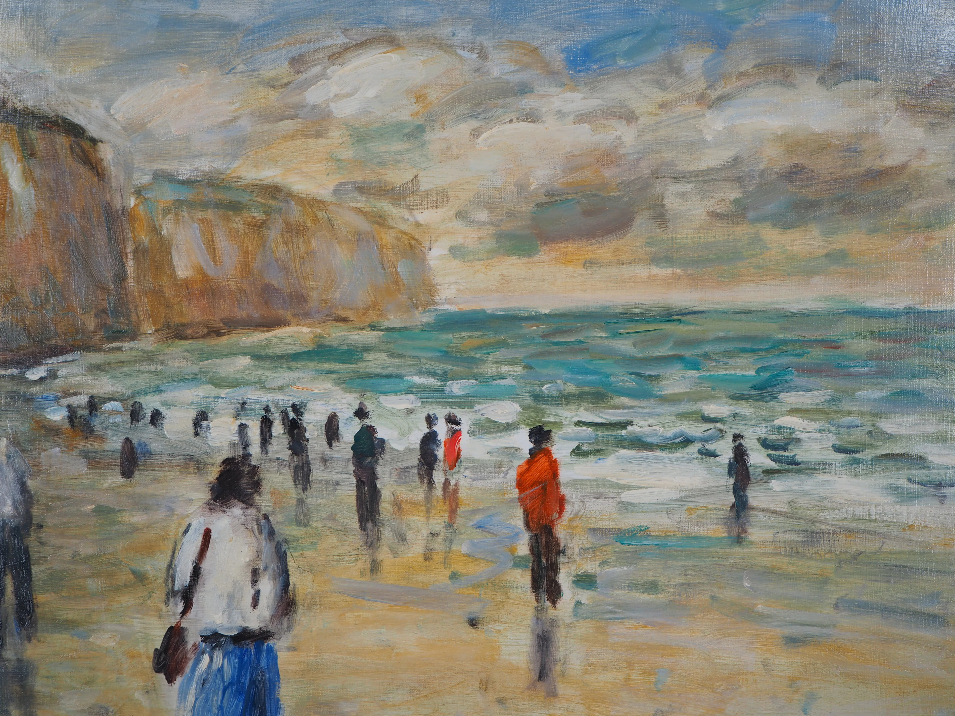 Jean-Jacques RENÉ : Marée basse à Pourville - Huile sur toile signée