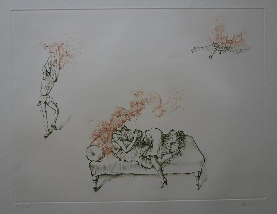 Hans BELLMER : Chevelure rousse en feu - Gravure originale, Signée