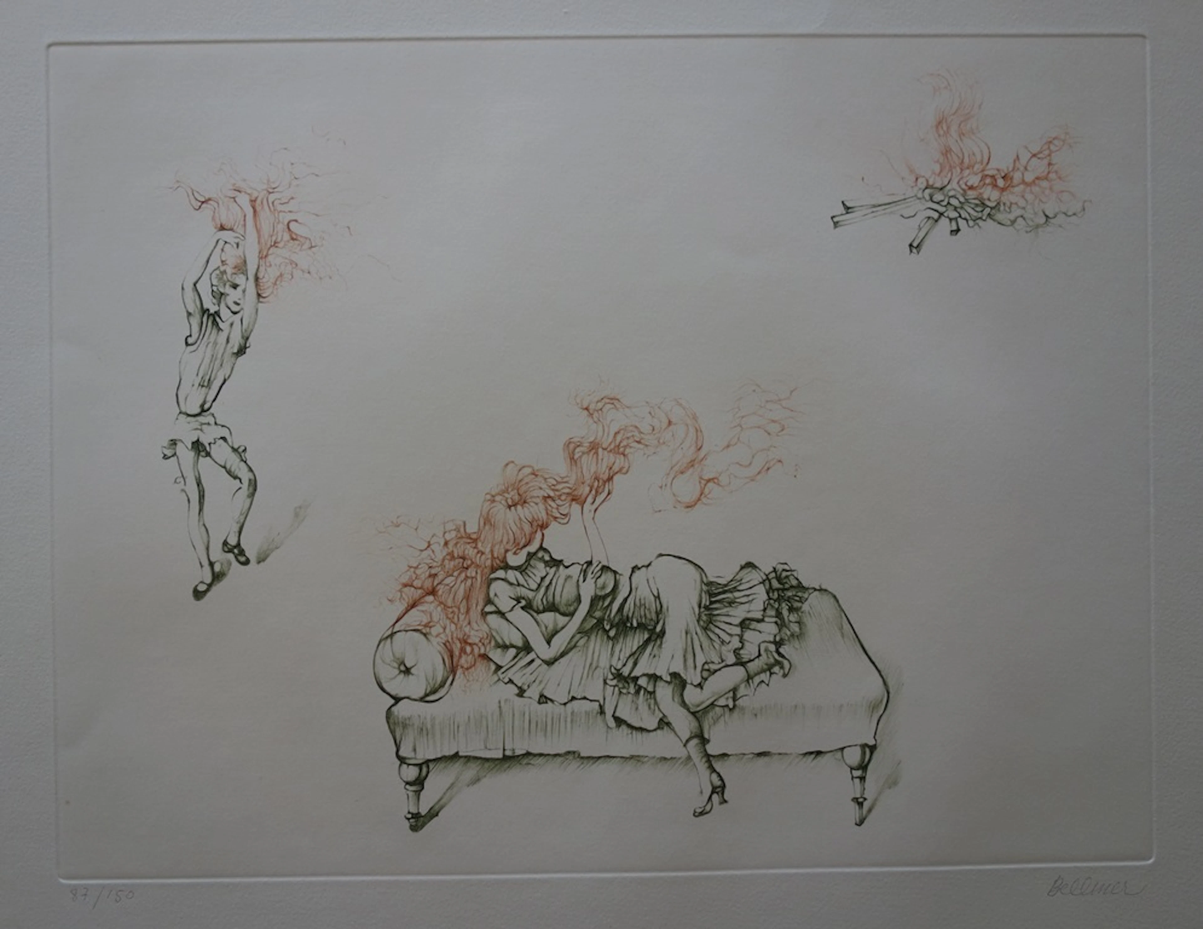 Hans BELLMER : Chevelure rousse en feu - Gravure originale, Signée