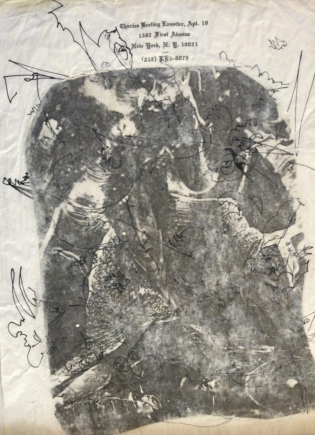 Charles Keeling LASSITER - Portrait, vers 1980 - Technique mixte signée