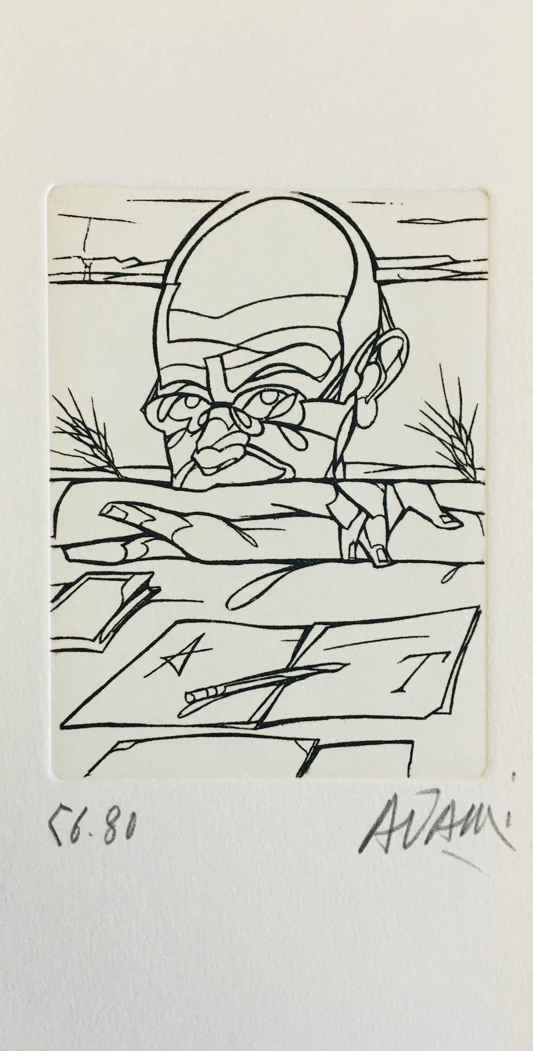 Valerio ADAMI - Antonio Tabucchi, 2002 - Eau-forte originale signée