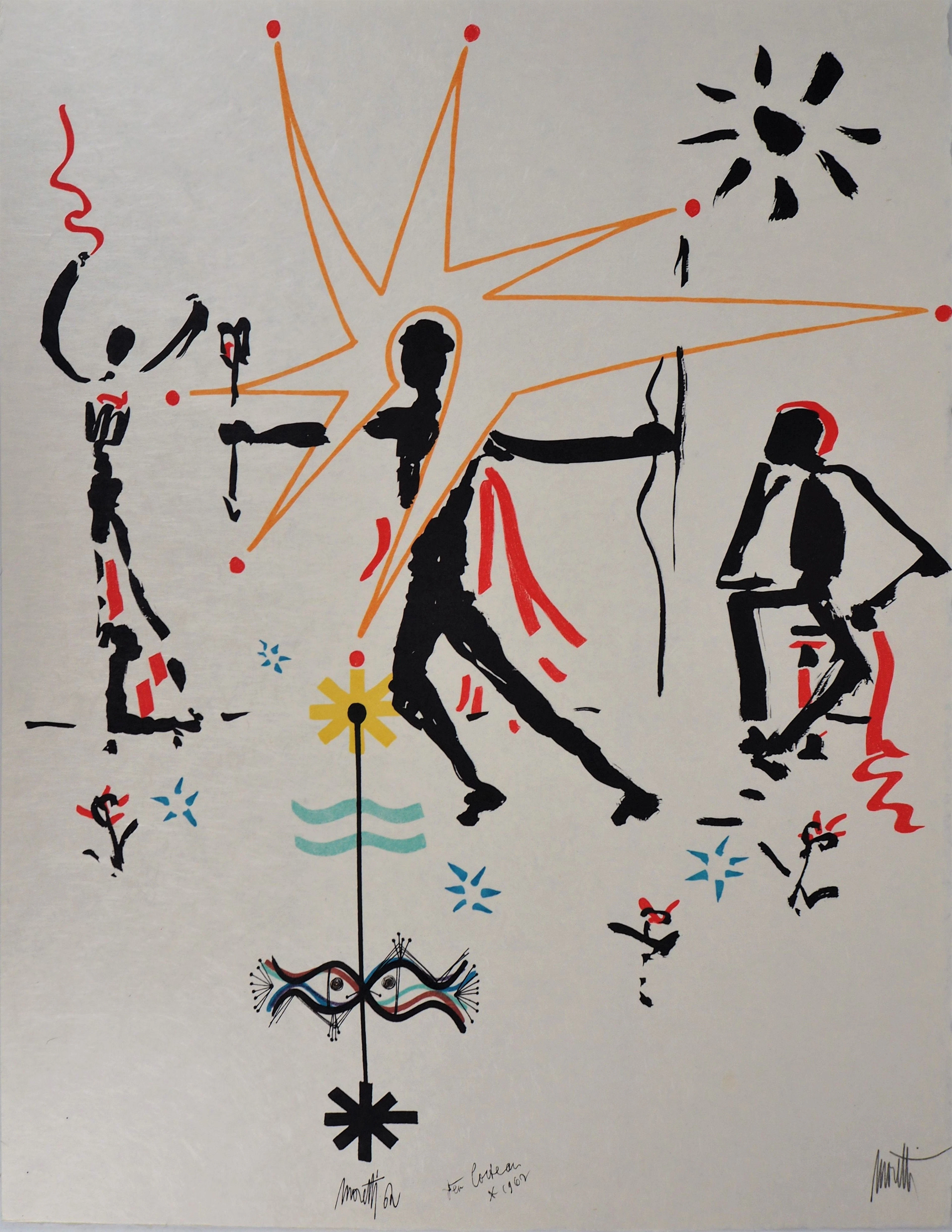 Raymond MORETTI et Jean COCTEAU : Célébration, Lithographie originale signée
