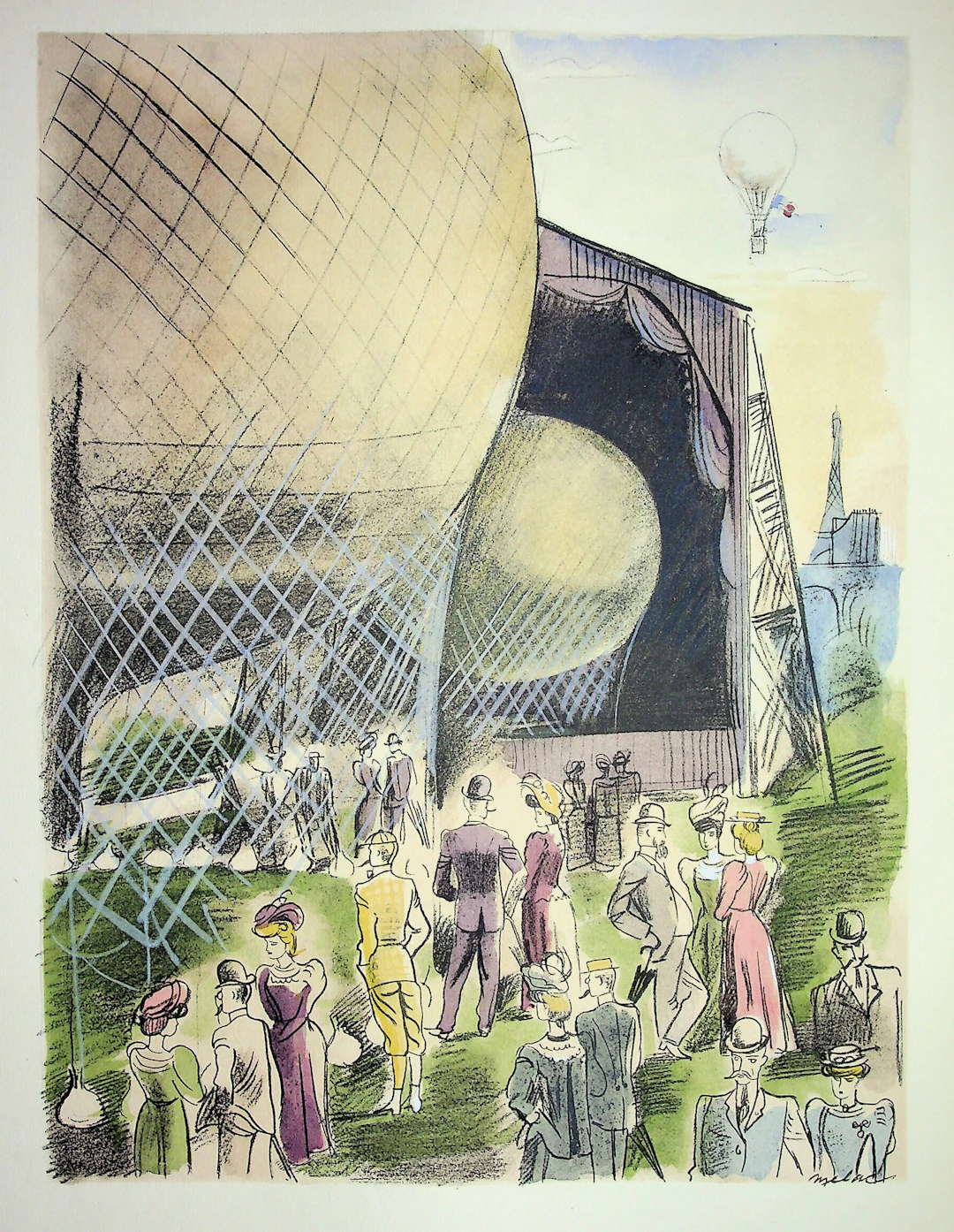 Milivoj UZELAC - Ballade en Montgolfière - Lithographie originale signée