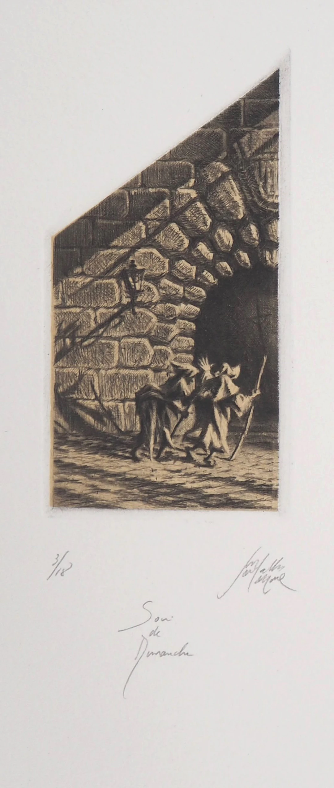 Jean Michel MATHIEUX-MARIE: Son de dimanche - Gravure originale signée