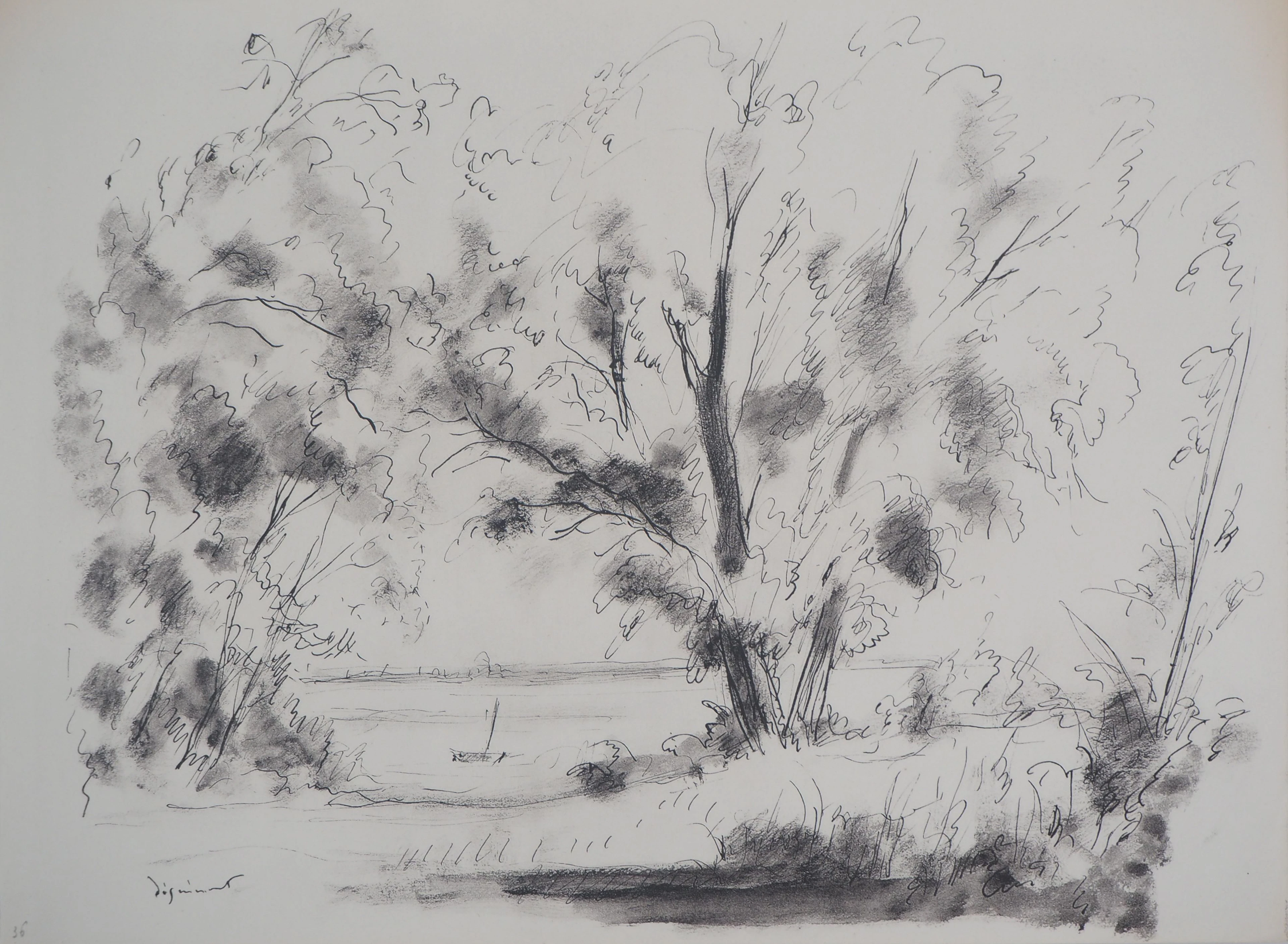 André DIGNIMONT - Baie de Somme à Saint-Valery, 1946 - Lithographie