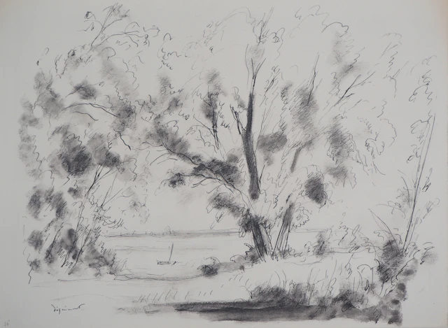André DIGNIMONT - Baie de Somme à Saint-Valery, 1946 - Lithographie