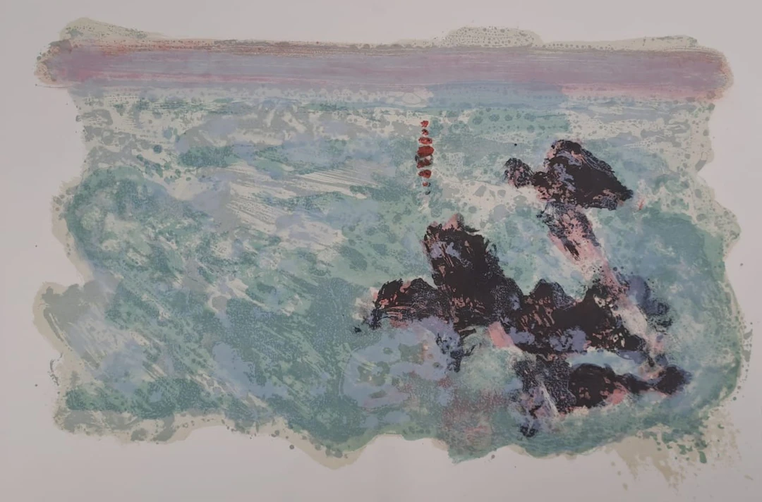 Maurice-Elie Sarthou - Les rochers noirs à l’aube - Lithographie originale