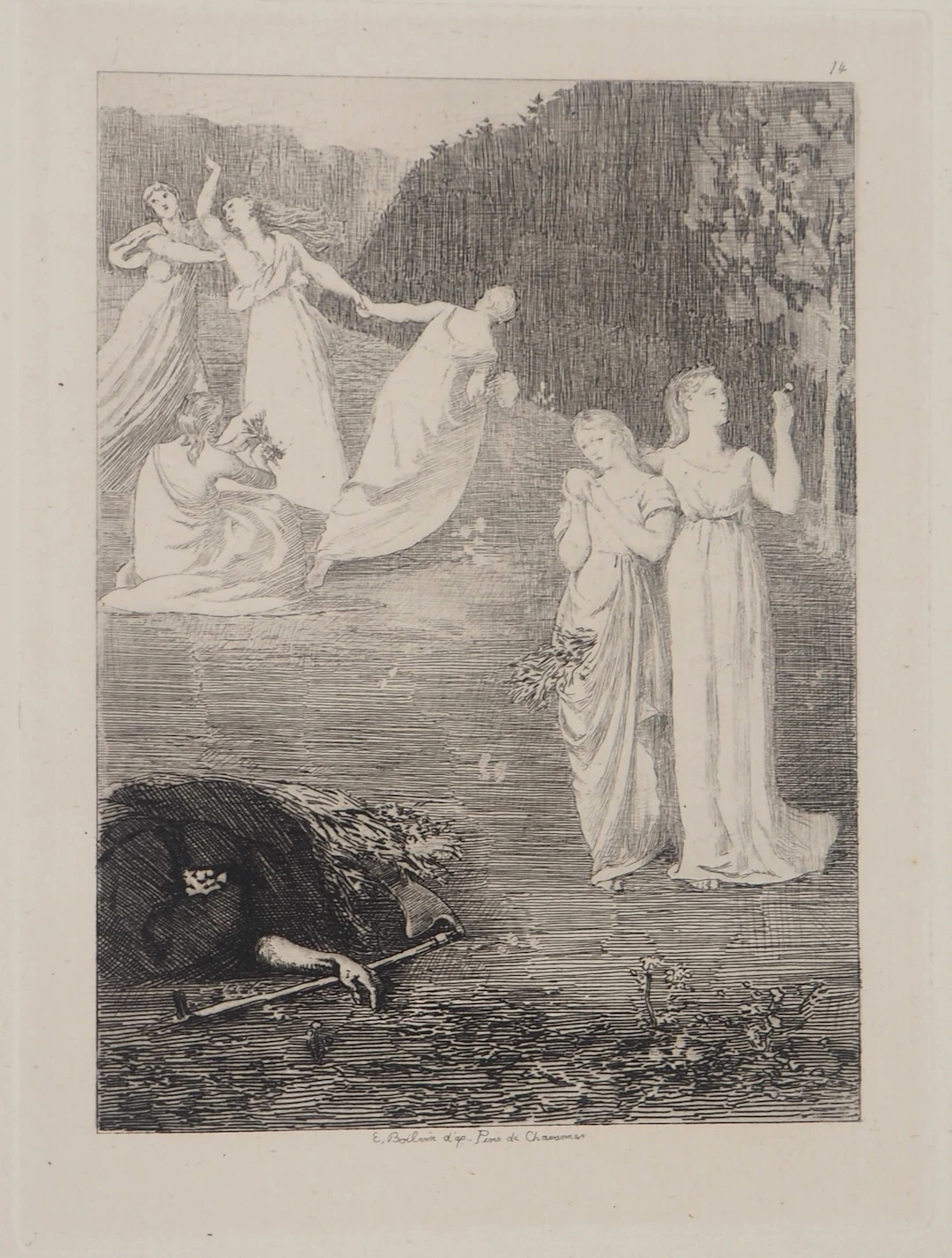 PUVIS DE CHAVANNES - Allégorie, le Faucheur, 1873 - Gravure, signée