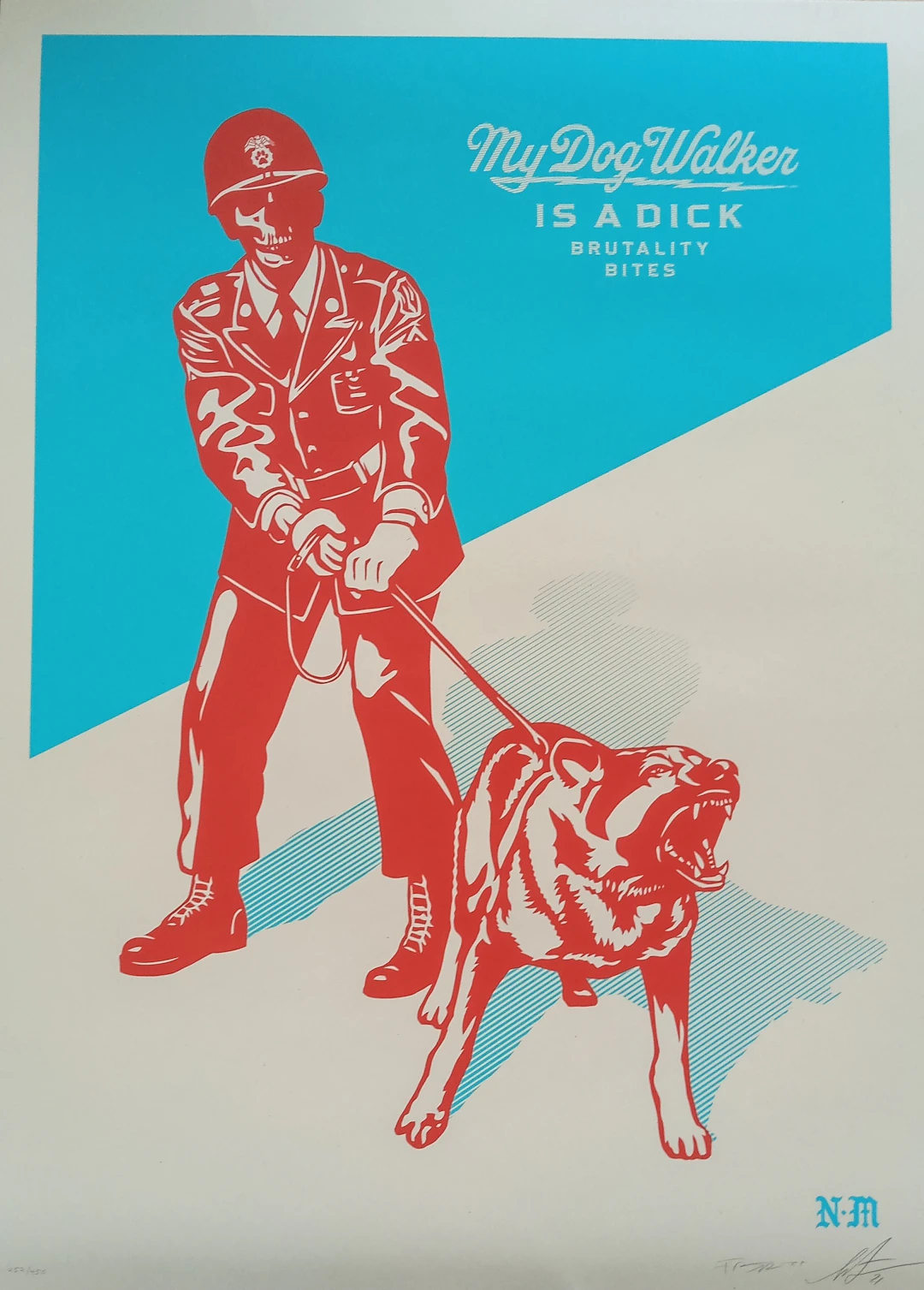 Shepard FAIREY (Obey) - Sadistic Dog Walker (Blue), 2021 - Sérigraphie