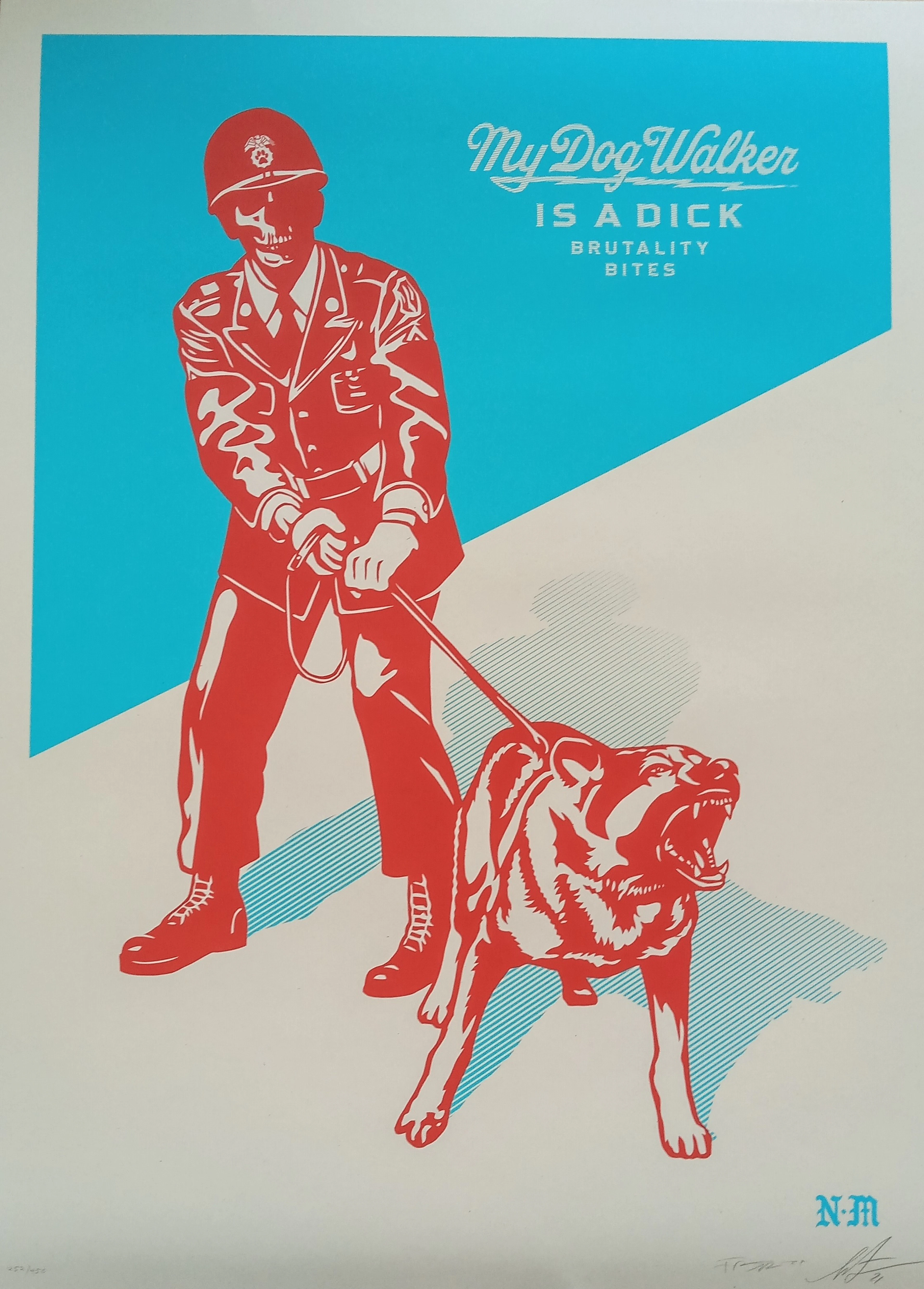 Shepard FAIREY (Obey) - Sadistic Dog Walker (Blue), 2021 - Sérigraphie