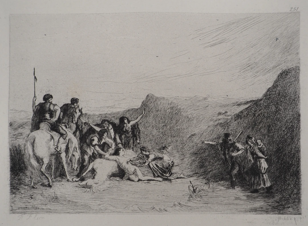 Henri Léopold LEVY : Mazeppa- Gravure, Signée #Durand Ruel - 1873
