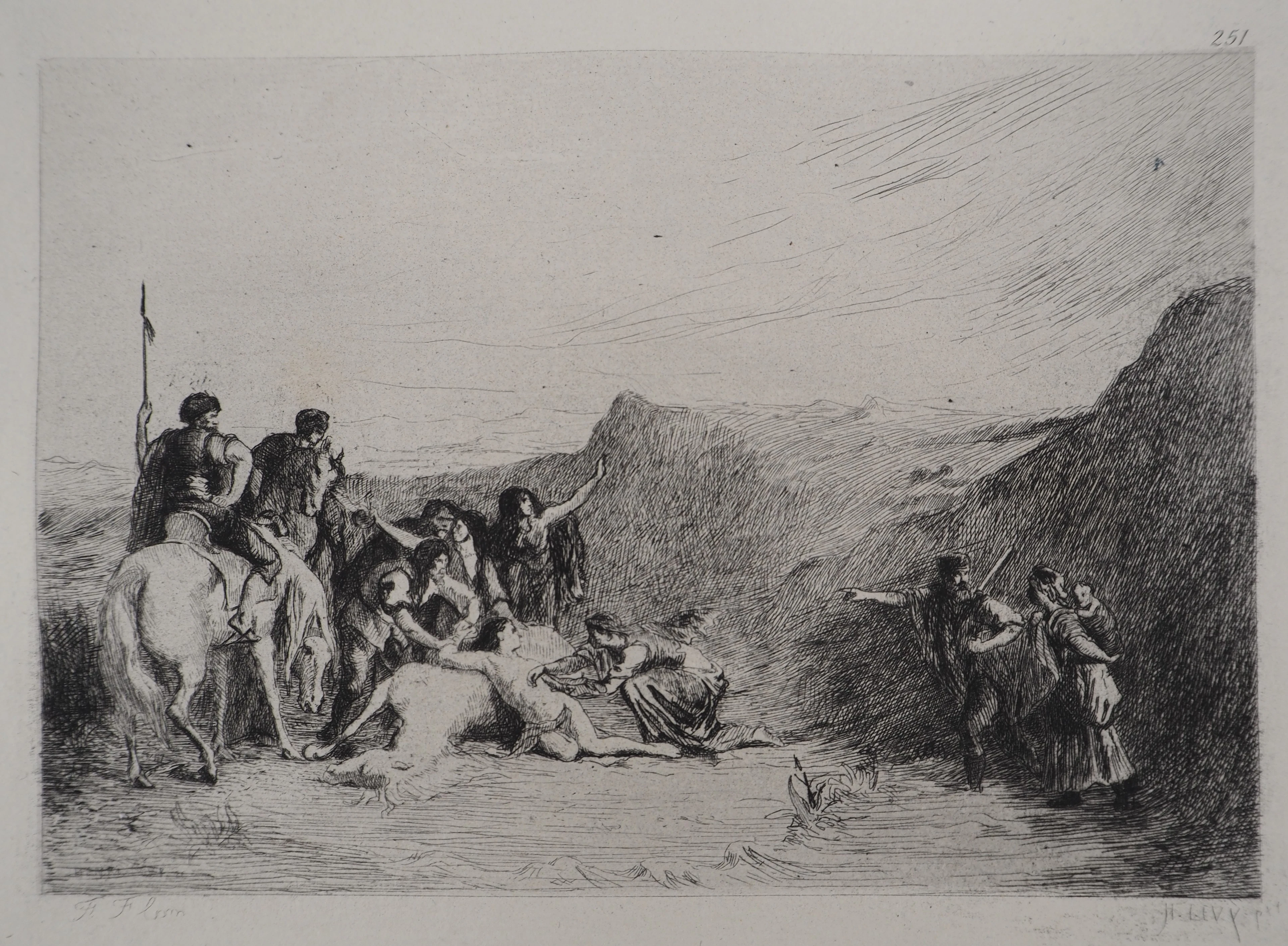 Henri Léopold LEVY : Mazeppa- Gravure, Signée #Durand Ruel - 1873
