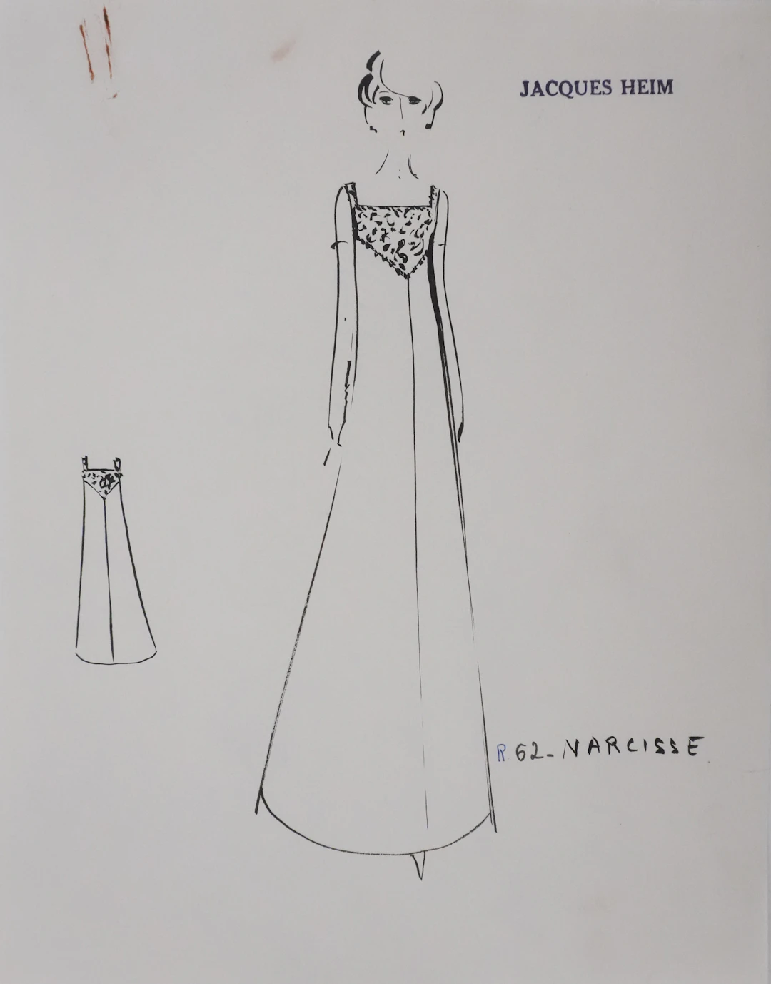 Jacques HEIM : Robe Narcisse, Dessin original signé
